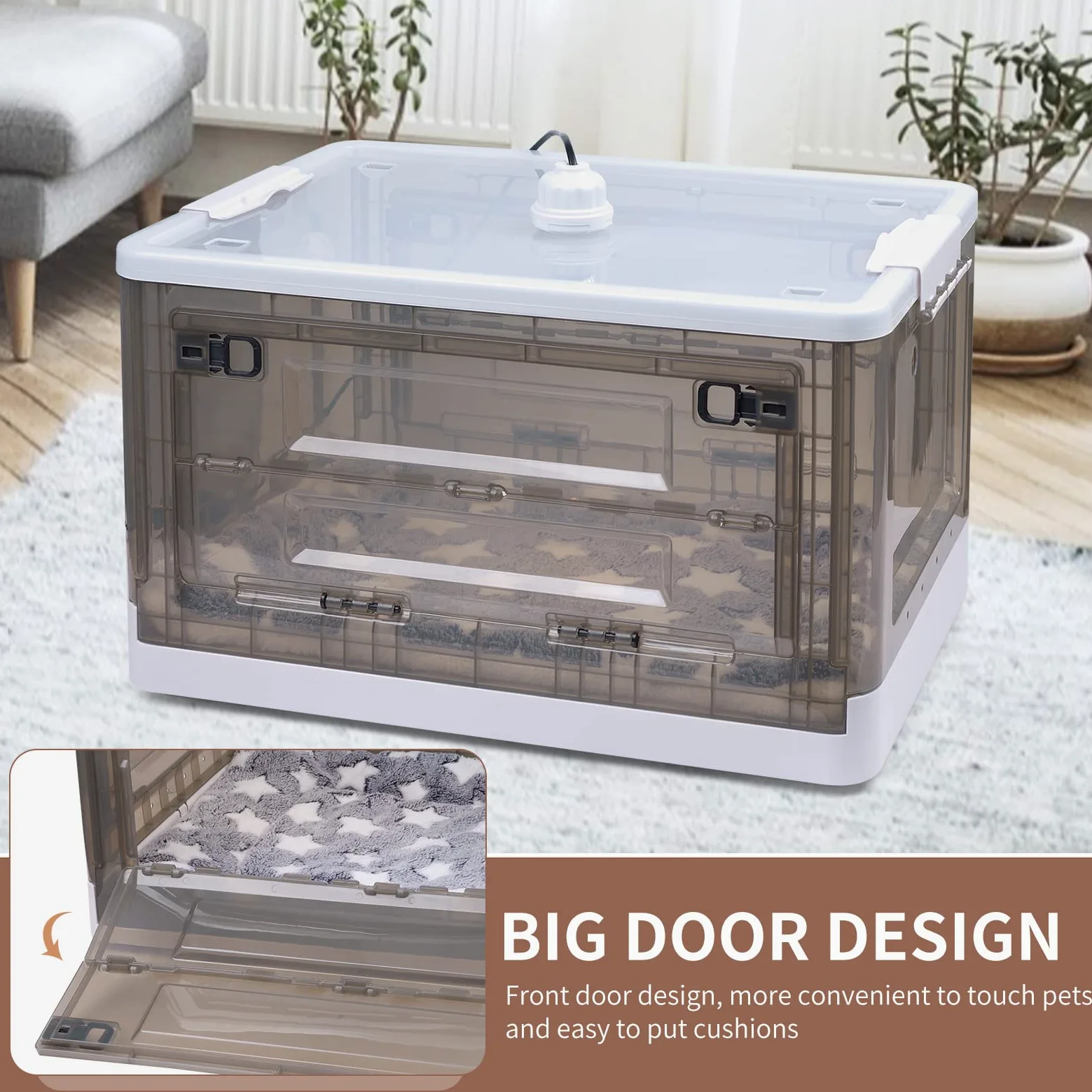 Incubatrice per cuccioli, grande vivaio in PET con riscaldamento, incubatrice per gattini, include tappetino per lettino (55 L)
