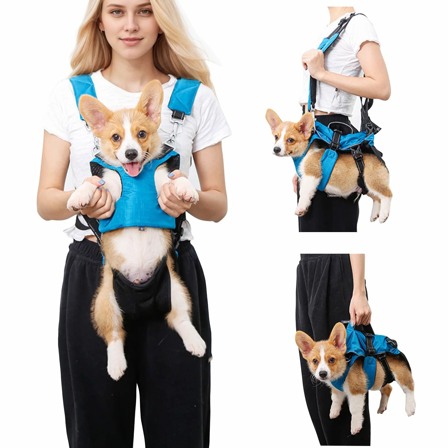 PETCUTE 5-IN-1 Zaino Frontale per Cani,Traspirante Marsupio per Cani con Cinturino Riflettente,Maniglia Confortevole,Regolabile,Borsa da Trasporto per Cane per Viaggio,Campeggio,Passeggiate