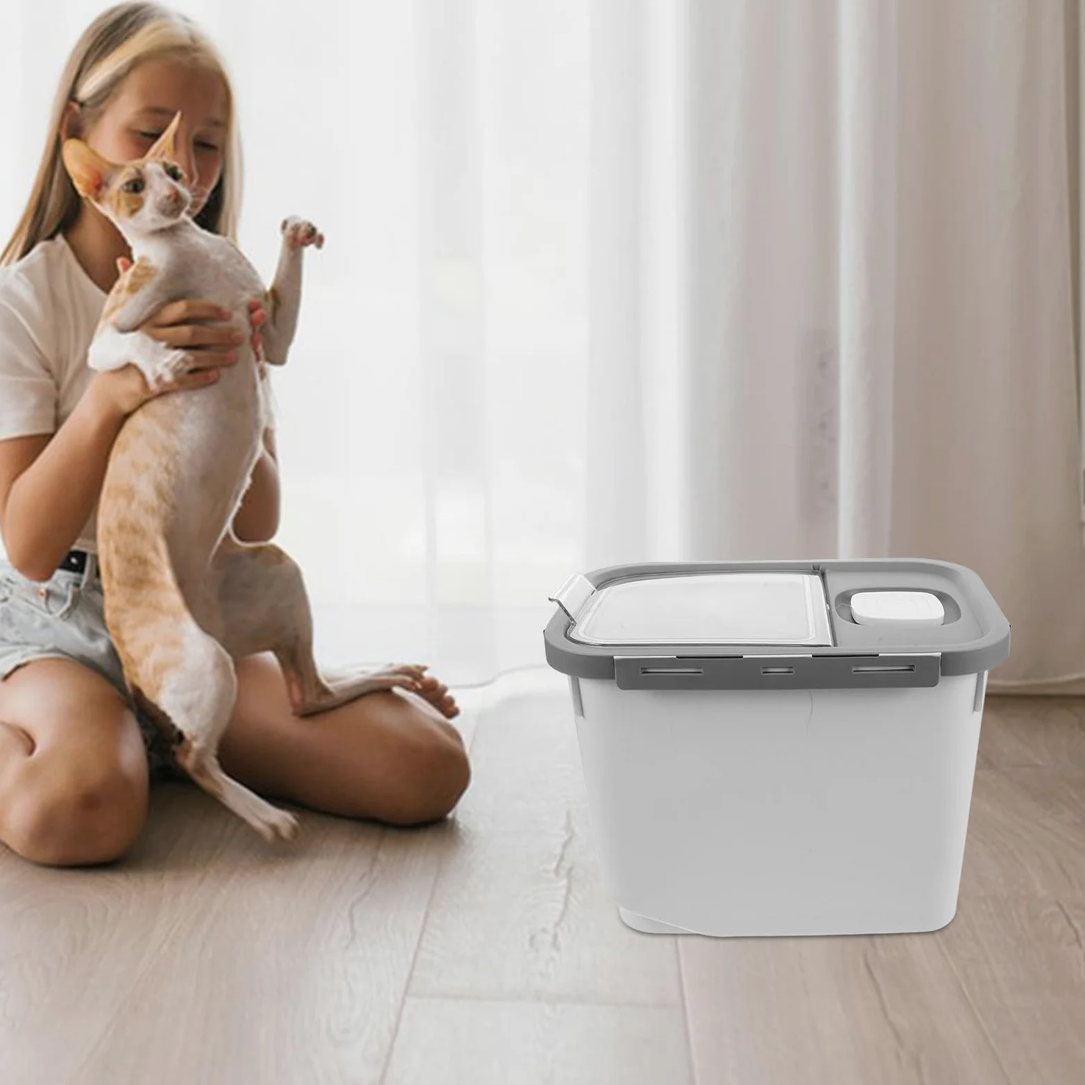 POPETPOP Contenitore per Alimenti per Animali Domestici da 12l, Secchio Ermetico in Pp Riutilizzabile, Facile da Usare per Conservare Cibo per Cani e Gatti in Forma Sigillata