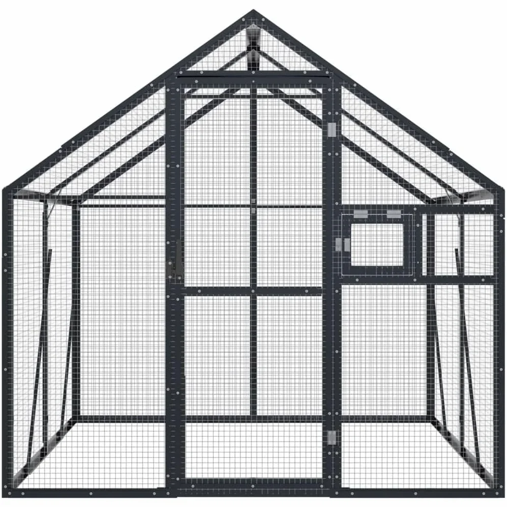 Rantry Voliera Antracite 1,79x2x1,85 m in Alluminio, Gabbia Uccellini, Voliera, Gabbia Canarini, Cocorite