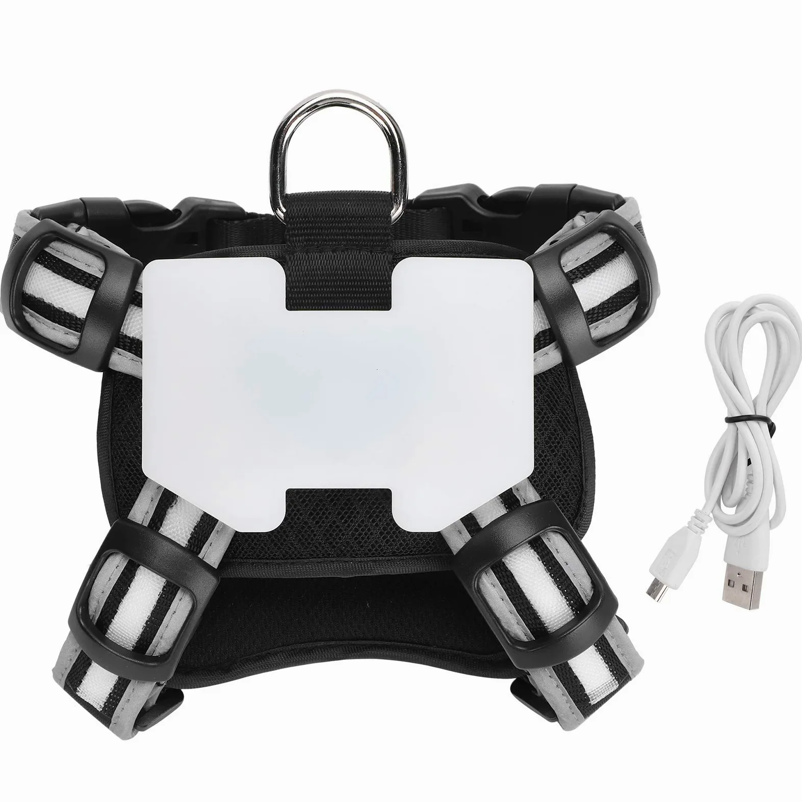 Pettorina per Animali Domestici a LED con Strisce Riflettenti Regolabili, Ricarica USB di Sicurezza Notturna per Cani, Struttura in Poliestere Resistente, 1 unità (S)