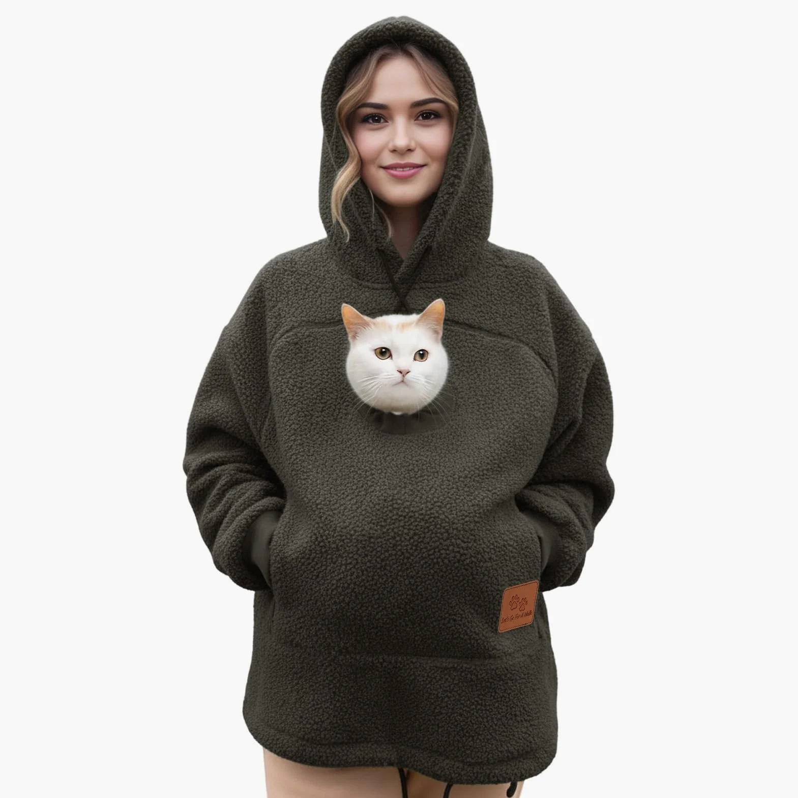 Generico Felpa con Cappuccio for Marsupio for Cani E Gatti con Cerniera, Tasca A Marsupio, Felpa con Cappuccio for Trasportino for Animali, Felpe Calde E Sciolte(Gray,Small)