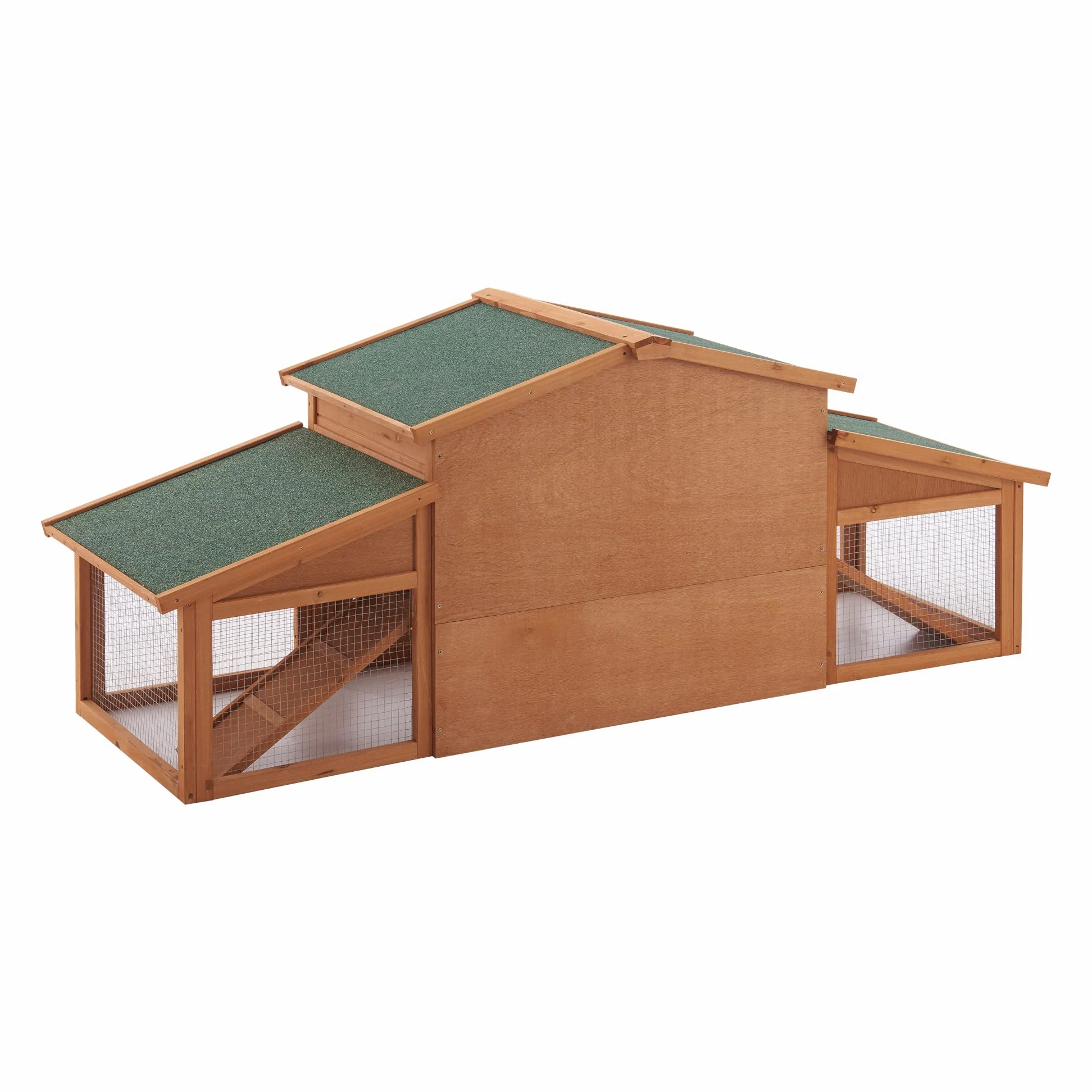 Conigliera Coperta con Tettuccio Impermeabile (AxLxP) 72 x 180 x 62 cm Gabbia con Casetta e Area Recintata, Struttura in Legno, Uso Esterno