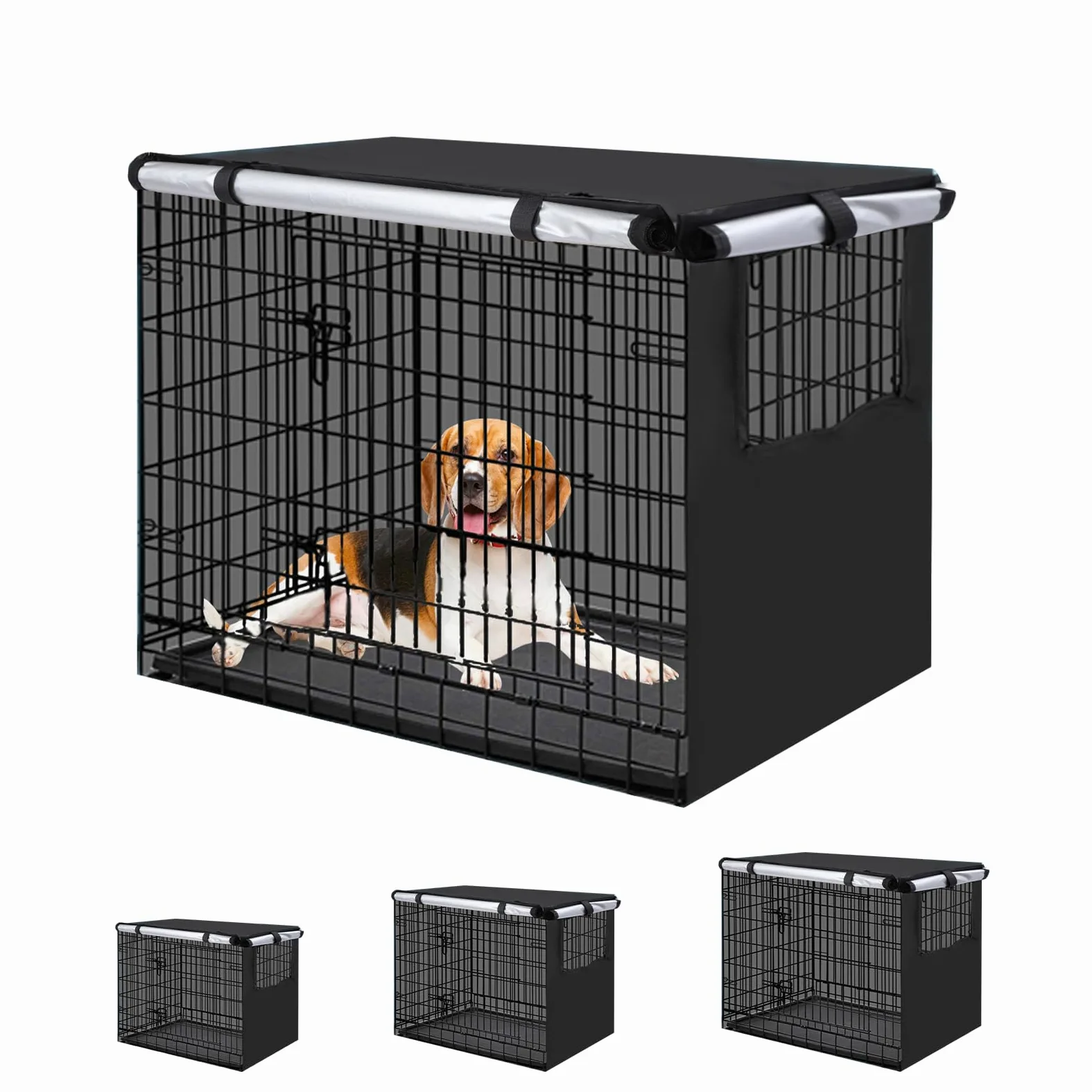 Rosvola Copertura impermeabile per gabbia per cani, in tessuto Oxford antivento, con finestre ventilate (XL)