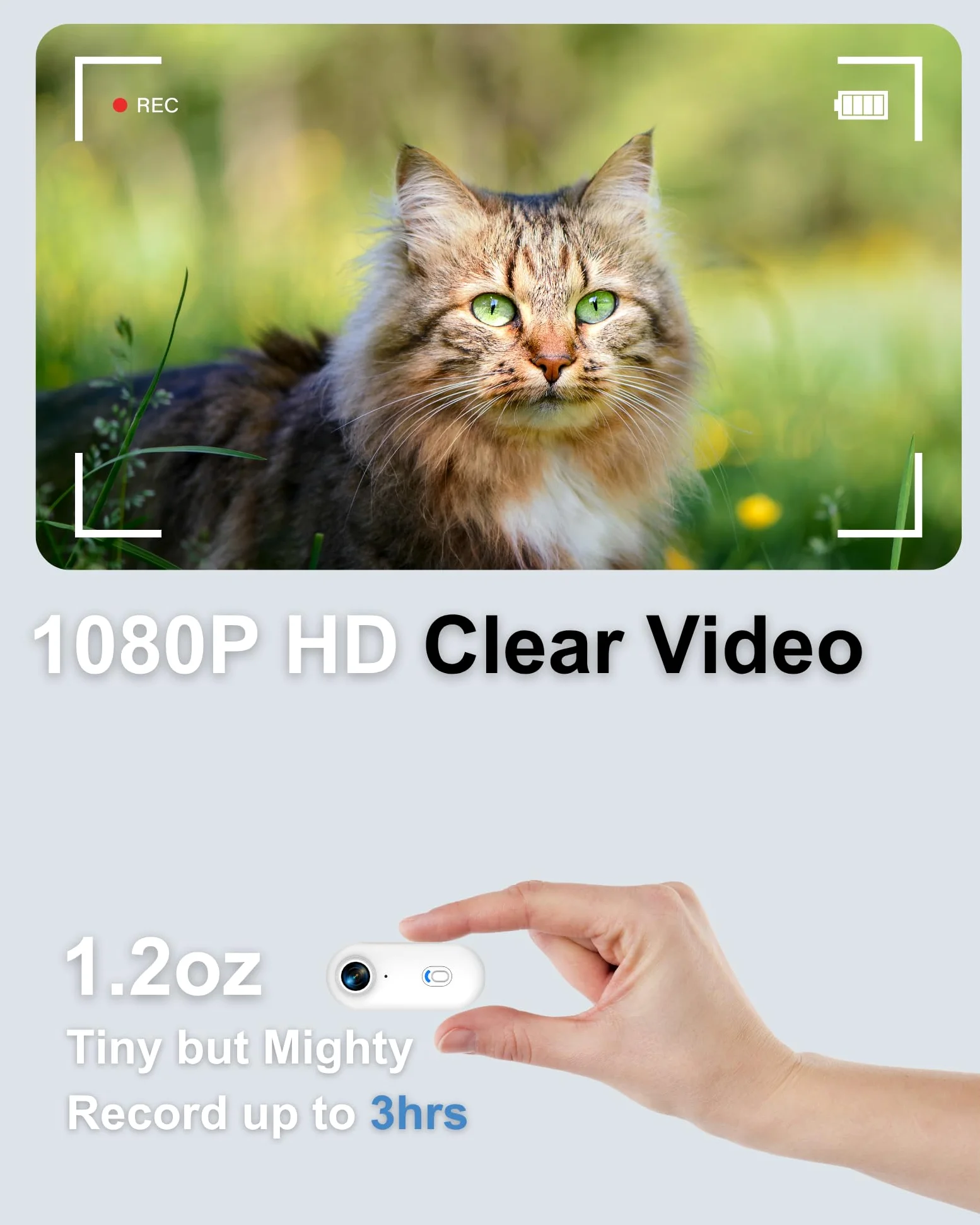 Collare per fotocamera per cani e gatti, 1080p HD registrazione video POV Cam per cani di taglia media e gatti grandi, taglia M, mini action camera ricaricabile con riproduzione USB su PC