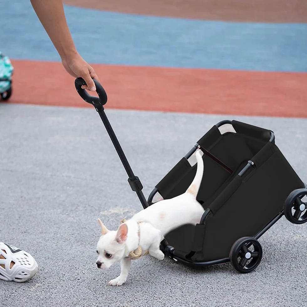 Mini passeggino per animali da compagnia,4 ruote passeggino per cane pieghevole, con maniglia di trazione estensibile all'aperto, per cani e gatti fino a 10 kg, cuscino lavabile