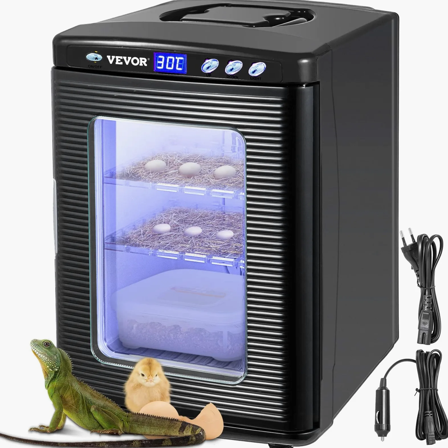 Incubatore per Uova per Rettili 25L, Incubatore per Uova per Rettili Neri 5-60 ° C, Espositore per Riscaldamento, Scientifico per Piccoli Rettil, Incubatrice per Uova Automatica