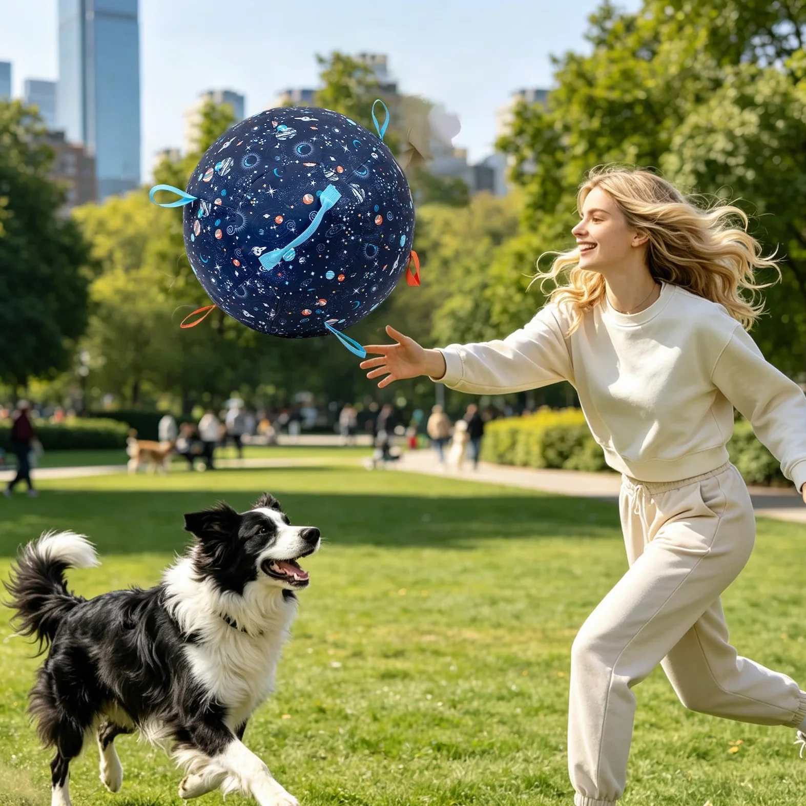 Palla per cani interattiva anti-scoppio, accessorio per animali domestici per interni ed esterni | Palline giocattolo da masticare per cani per masticatori aggressivi, stimolazione, noia, allenamento