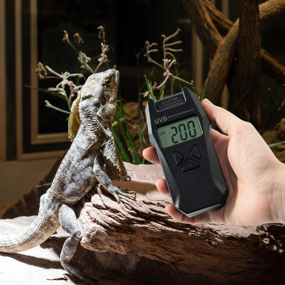 DONGKER Indice UVB con sonda reversibile, radiometro digitale portatile con funzione di registrazione dei dati, per test ambientali sui rettili
