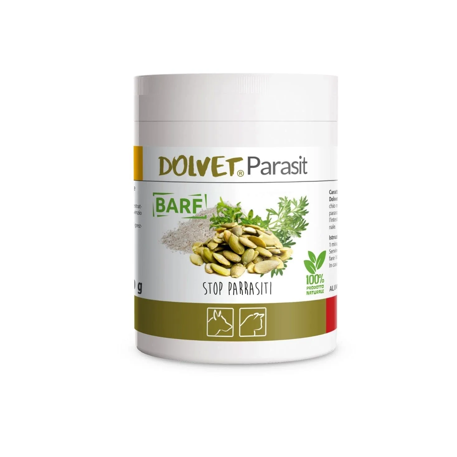 Dolvet Parasit Vermifugo per Cani e Gatti 70 grammi, Formulazione naturale sverminante, Combatte i Parassiti e Vermi dell'Intestino - Linea BARF