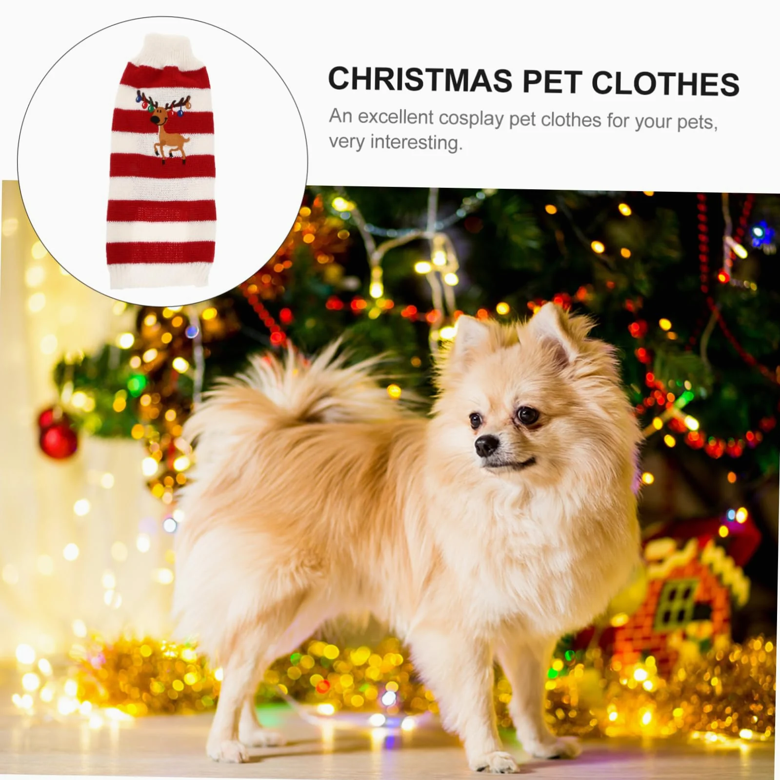 POPETPOP Maglione per Cani Invernale Forma di Alce per Animali Domestici Vestito Natalizio Senza Bottoni o Cerniera per Cani