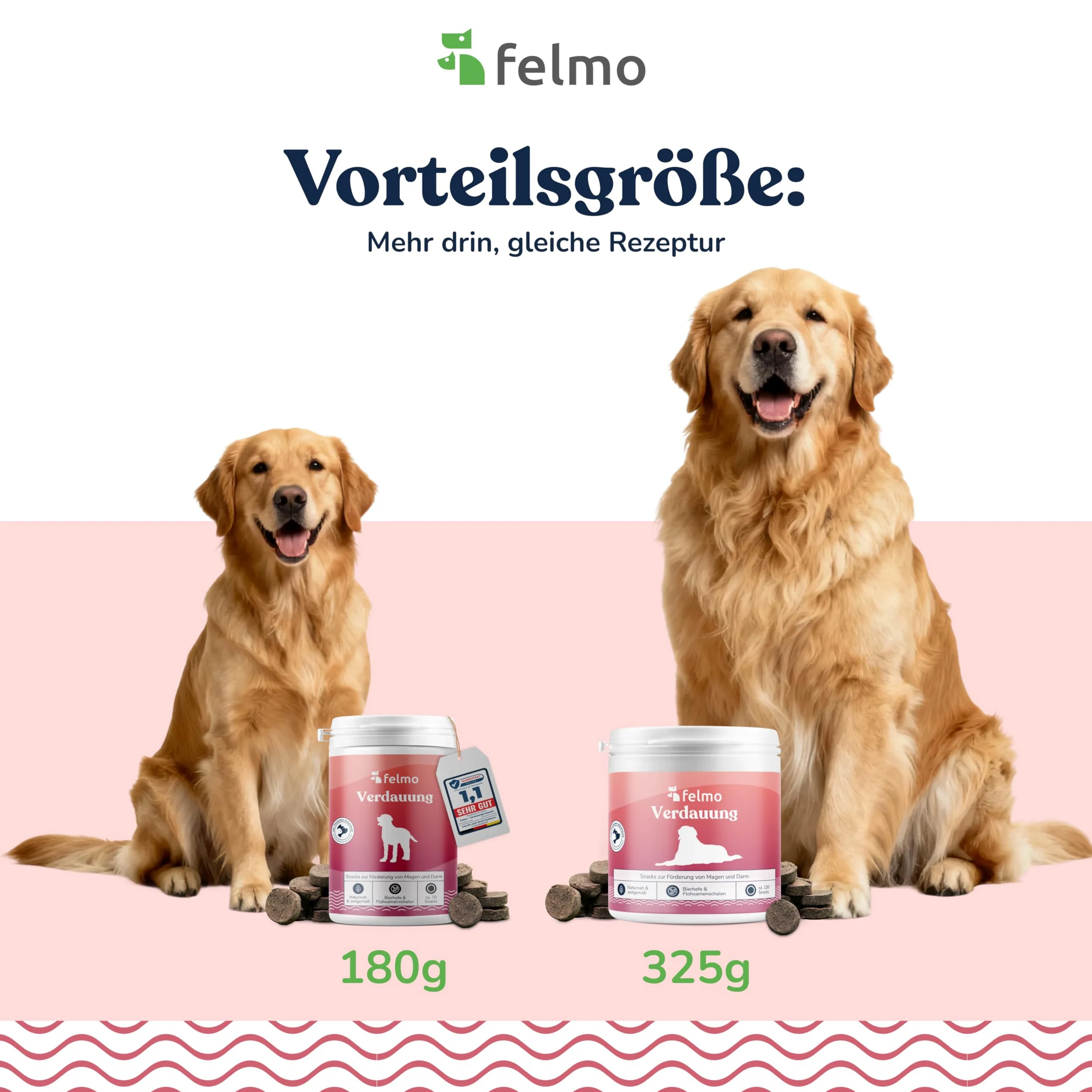 felmo Snack digestivo per cani (325 g) con lievito di birra e grasso completo per insetti | Snack prebiotici per l'equilibrio intestinale, la salute della pelle e dell'immunità, senza cereali, made in Germany