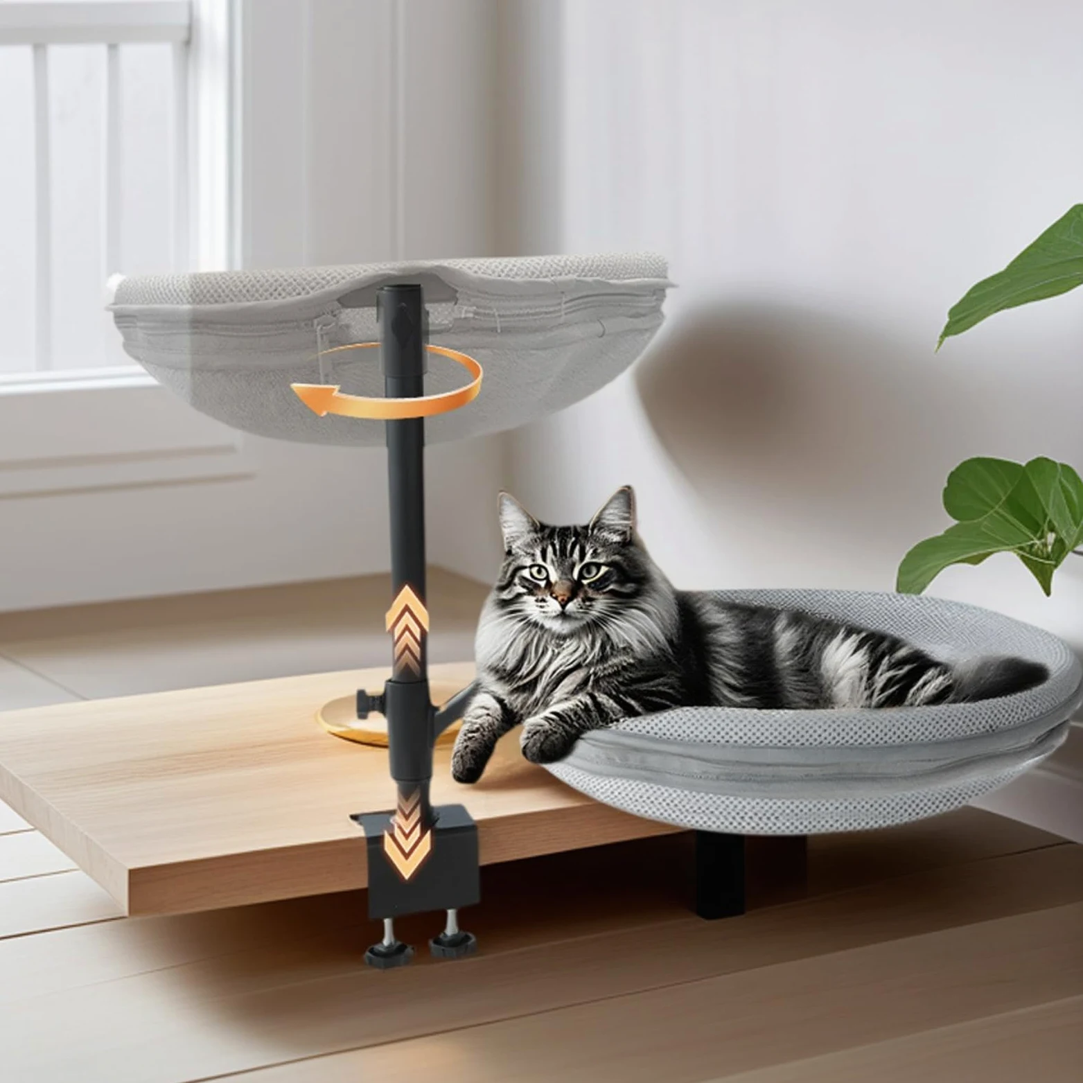 Asta da scrivania per gatti, 1,5 kg, pesante girevole per gatti, amaca da scrivania con morsetto di sicurezza, supporto di peso 30 kg, tavolino da , divano