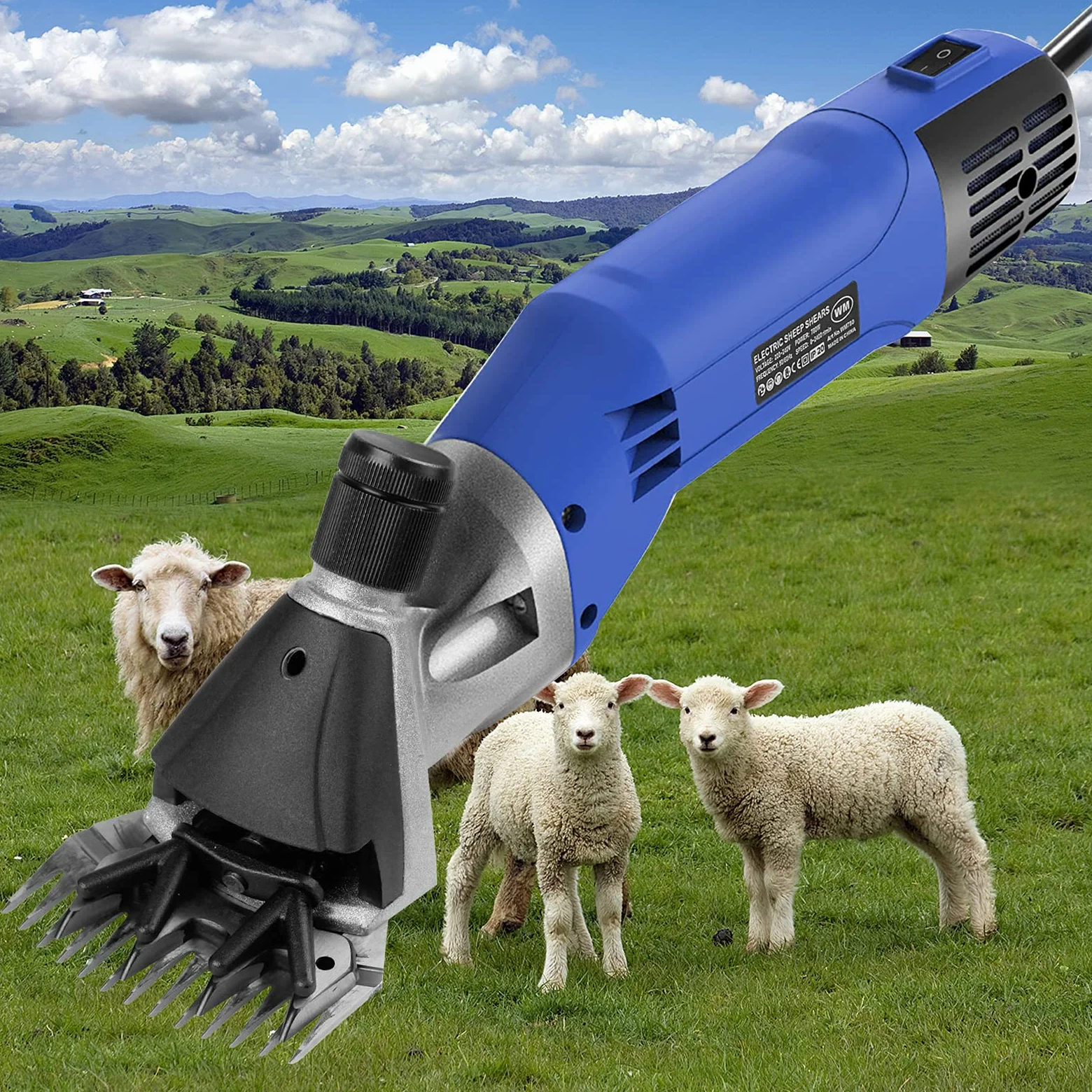 Vinteky Forbici elettriche per pecore, 780W Tosatrici professionali per la toelettatura degli animali Cesoie per capre regolabili Cesoie per lana per Sheep Horse Alpaca (Blu)