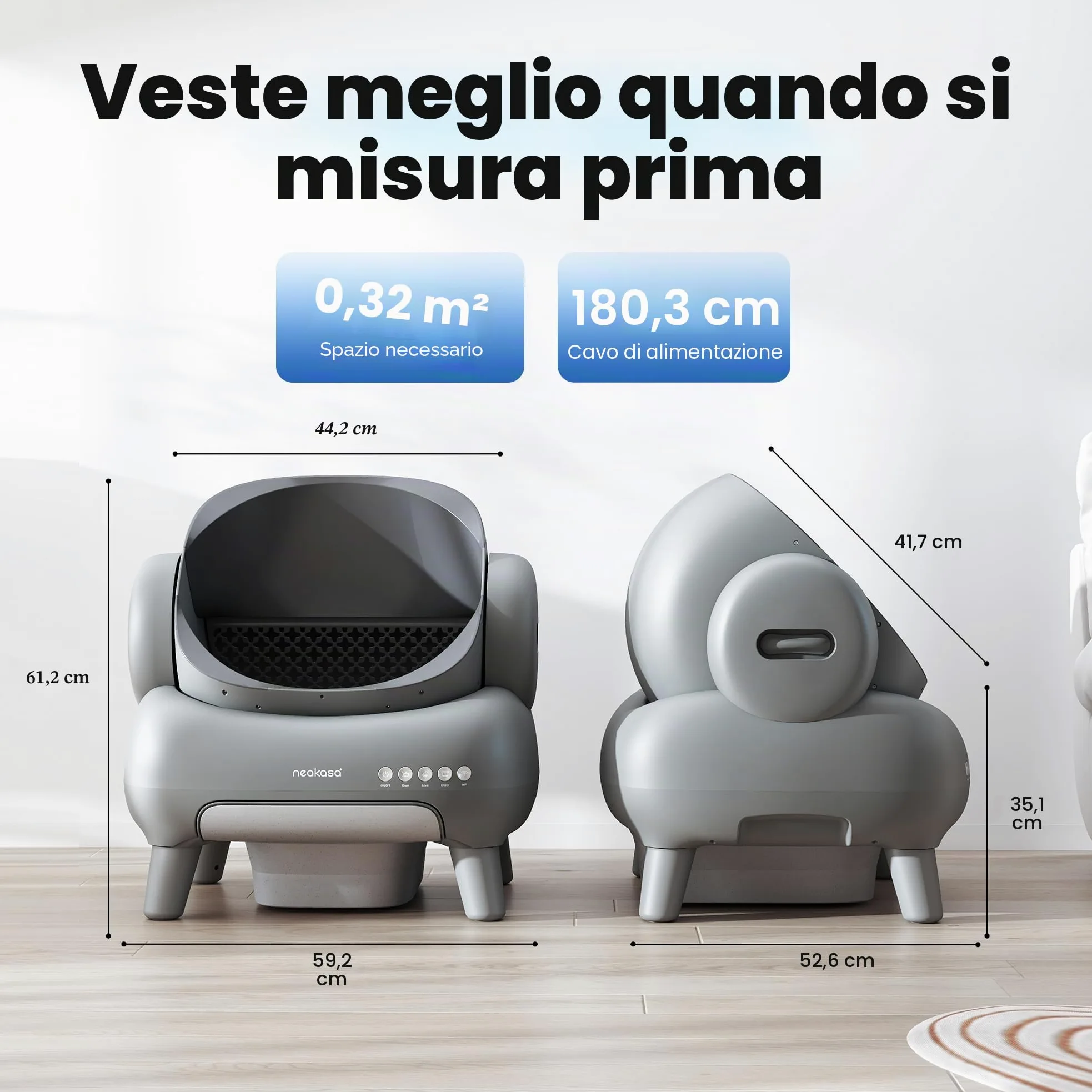 Neakasa M1 Lettiera Gatto Autopulente Aperta Grande XXL, Controllo APP, Smaltimento dei Rifiuti Senza Odori, Sacchetti e Tappeto Lettiera gatto, per Più Gatti