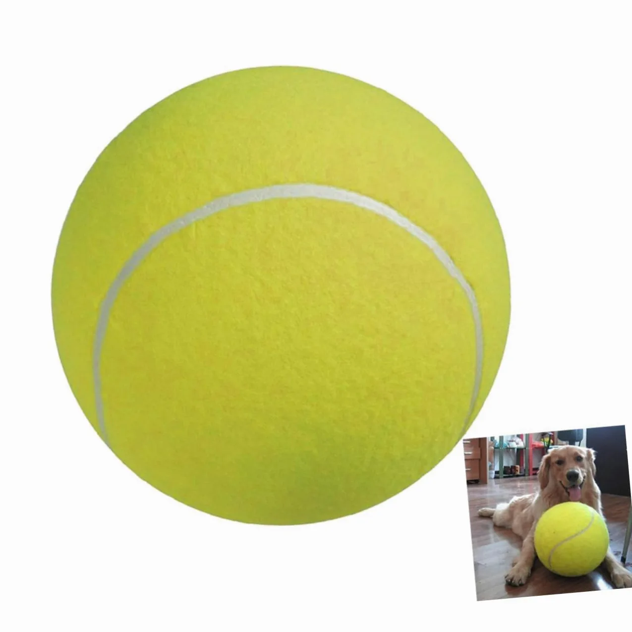 HANABASS 2pezzi Palla da Tennis Gigante Gonfiabile in Gomma con Superficie in Flanella Adatta per Gioco all Aperto Giocattolo per Animali Domestici