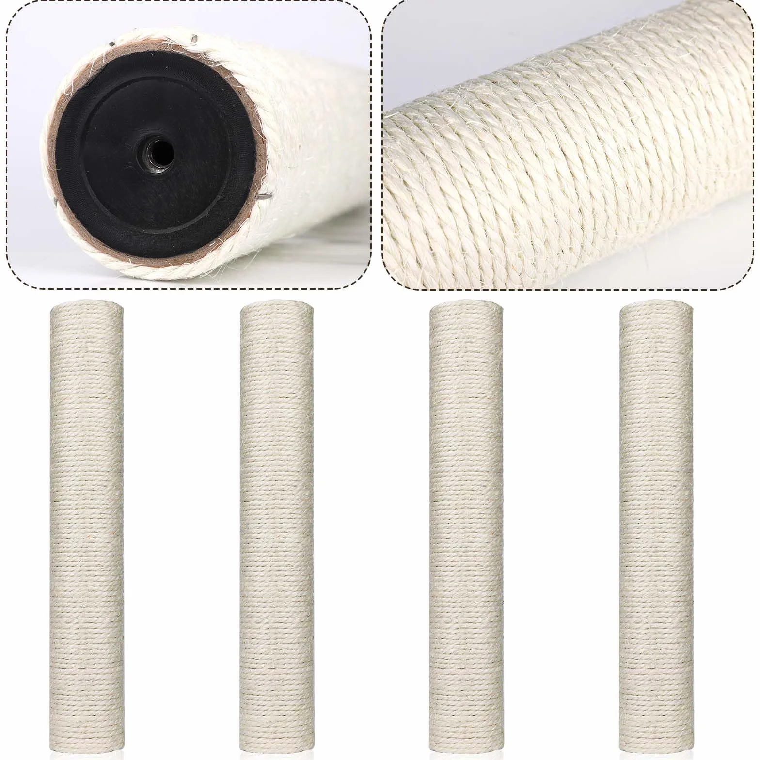 4 Pezzi Tiragraffi di Ricambio, Pezzi di Ricambio Tiragraffi per Gatti da 40 cm con Viti M8 Tiragraffi per Gatti Sisal per Gatti Torre per Albero per Gatti