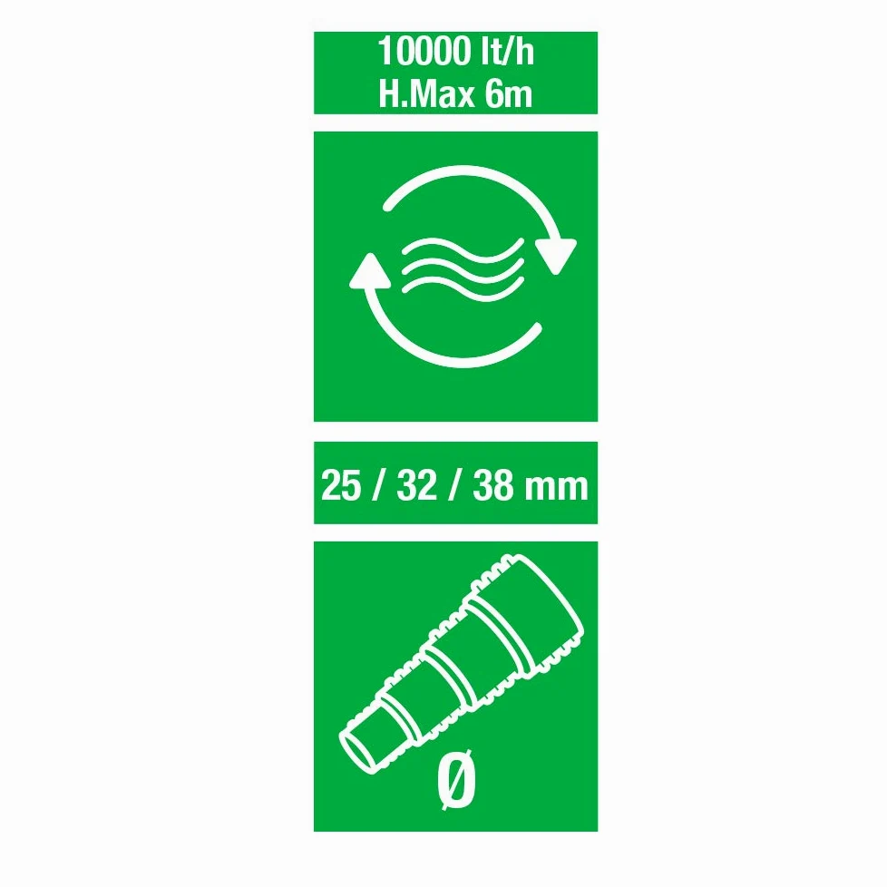 Amtra Pond Stream - Pompa professionale per laghetti ornamentali, aspira sporco, 10000 L/h - 6,0 m - 80 Watt - cavo 10 metri