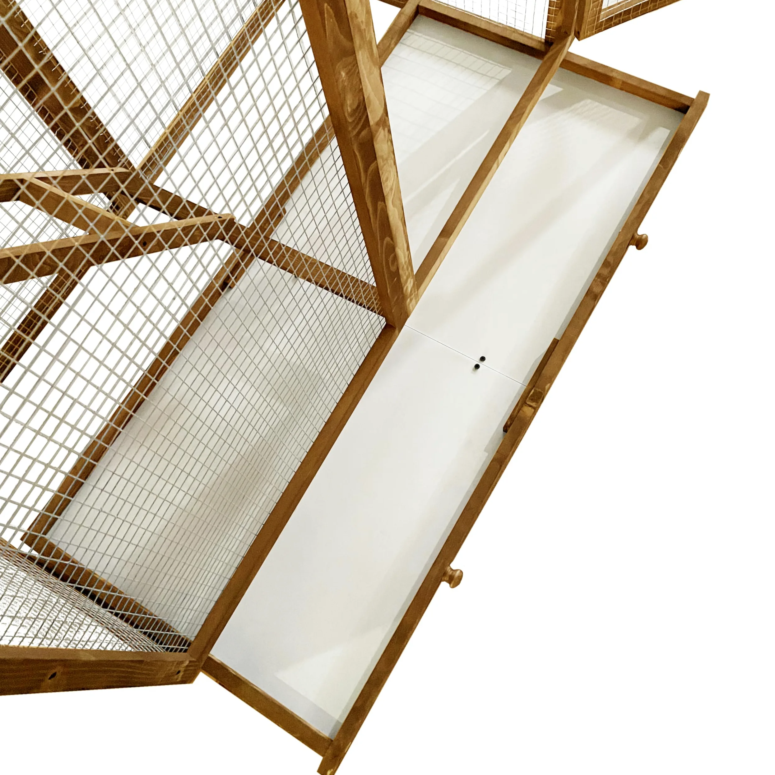 Voliera in legno di abete impregnato, 115 x 58 x 164 cm, colore: marrone/grigio - Gabbia per uccelli con cassetto estraibile - gabbia per uccelli - gabbia per pappagalli - Gabbia per