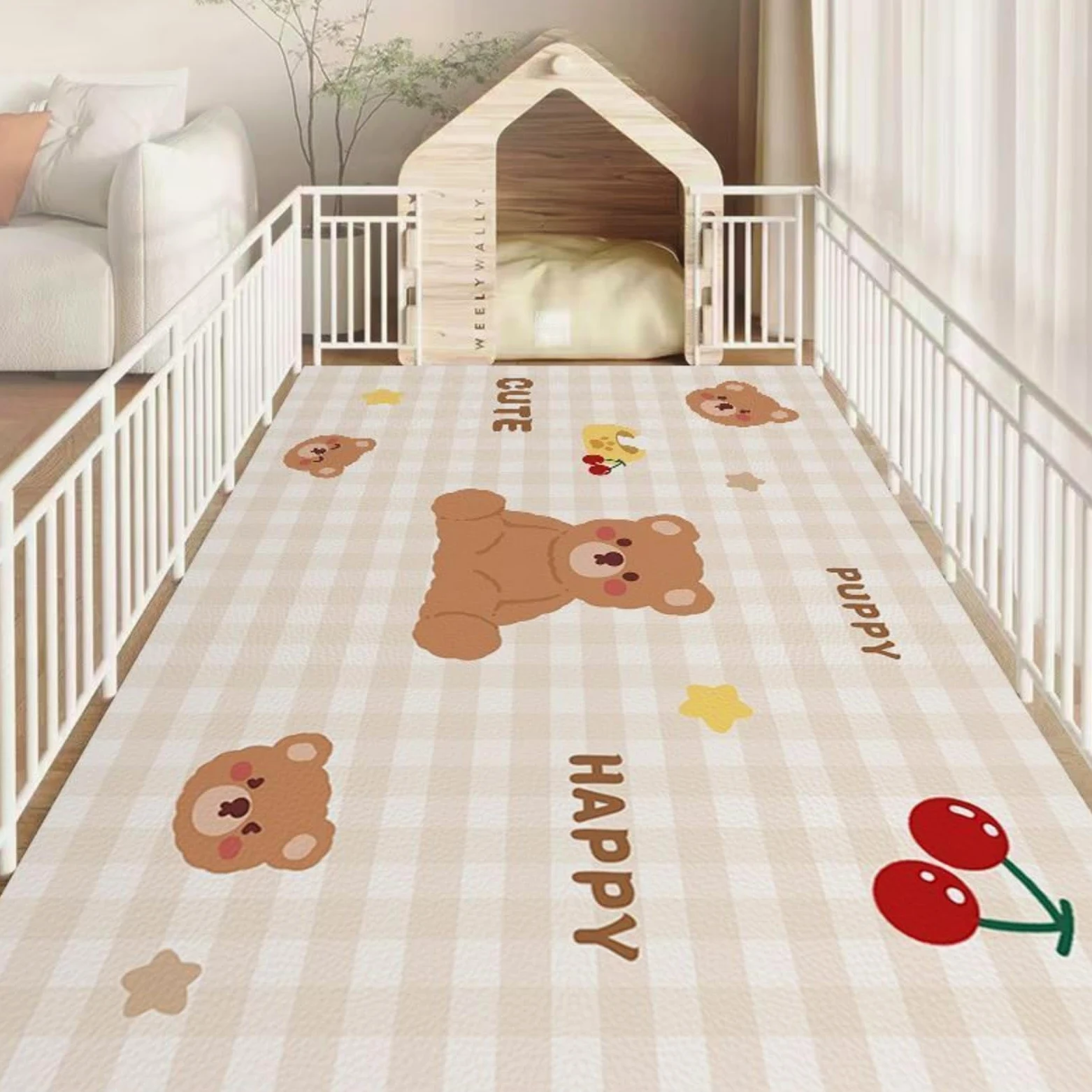 Hixingo Tappetino Ciotola per Cane e Gatto Assorbente, Tappetino Sottociotola per Gatti e Cani Grande Tappetini Lavabile in PVC Impermeabile e Antiscivolo (Ciliegia,120 * 160cm)