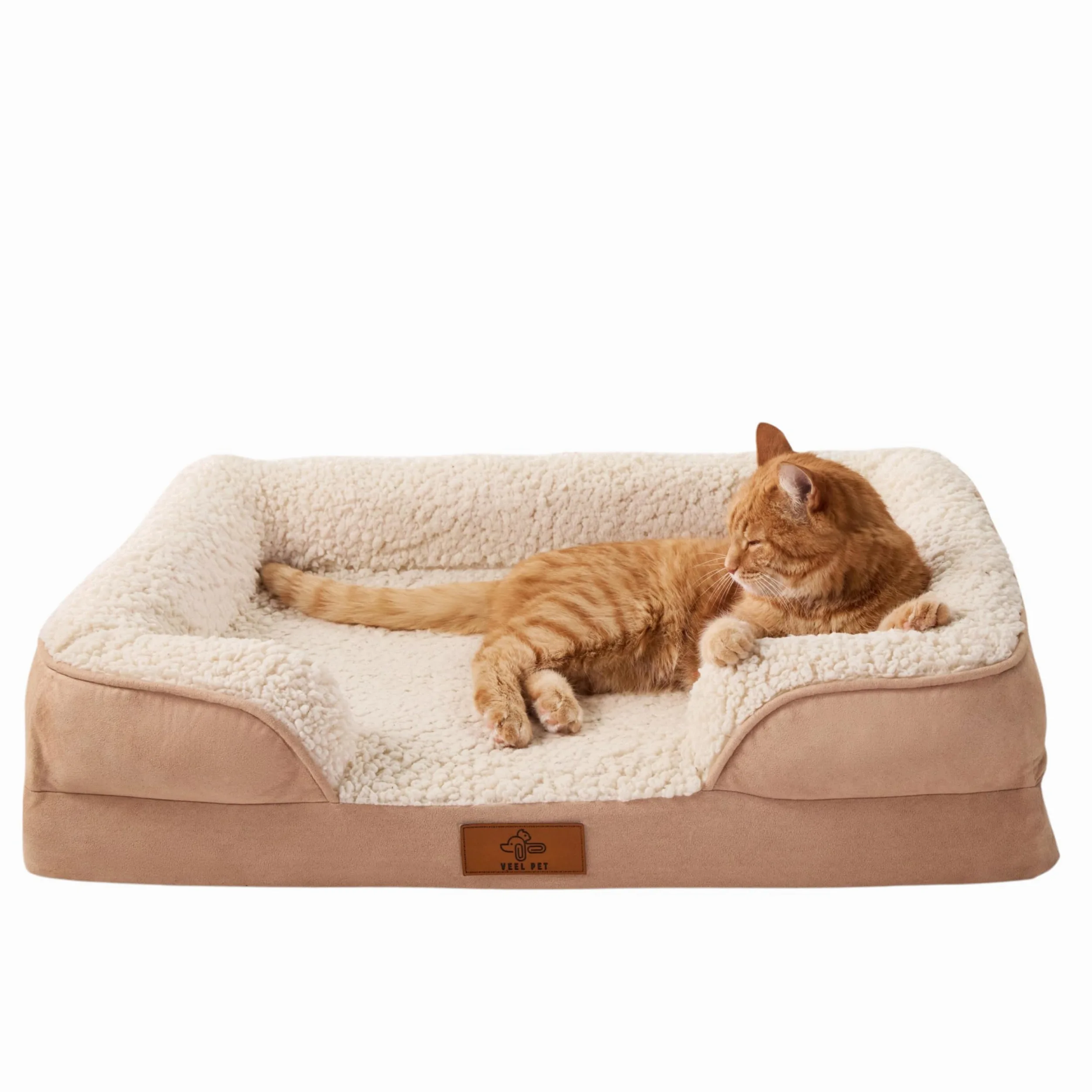 Cuccia Ortopedica per Gatti con Bordi Rialzati – Letto Morbido e Lavabile per Gatto, Materasso memory foam con Fondo Antiscivolo, Fodera Sfoderabile, Cuccia Comfort Premium (SMALL)