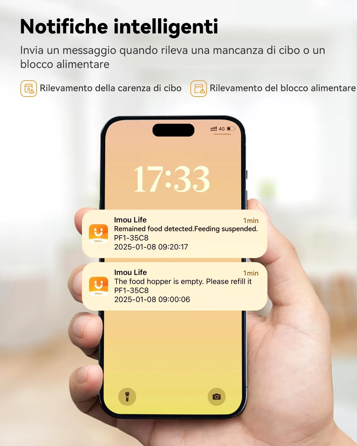 Imou 4L Distributore Automatico Cibo Gatti con 360° Telecamera, 4MP Distributore Automatico con Sensore per Cibo Basso, Tracciamento del Gatti/Cani, 2.4G WiFi, 1-15 Pasti/Giorno, Controllo APP