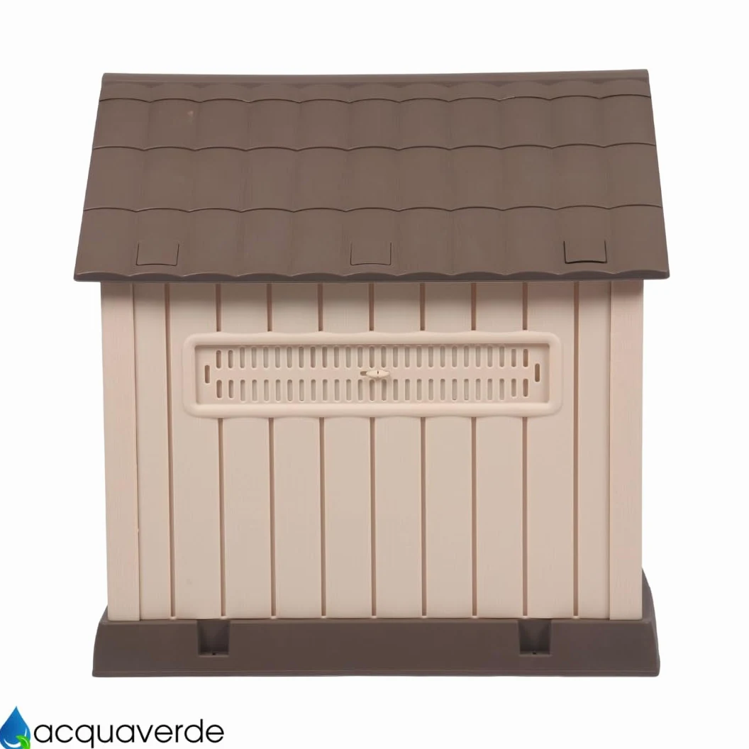 acquaverde | Cuccia per Cani da Esterno, Taglia Grande/Large Casetta per Cani in Resina, Impermeabile, Resistente, Base Isolante e Tetto Spiovente, Facile da Montare - Beige/Marrone | cm. 93x99x98