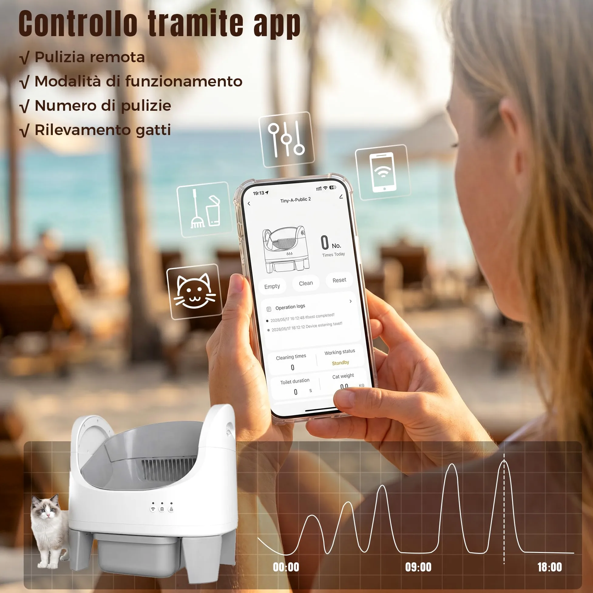 Jummico Lettiera Gatto Autopulente, Lettiera Autopulente per Gatti Aperta, Controllo APP / 15 Giorni senza Rimuovere le Feci/Design Anti-Pizzicamento, Lettiera Smart adatta per Gatti da 1,5 a 10 kg