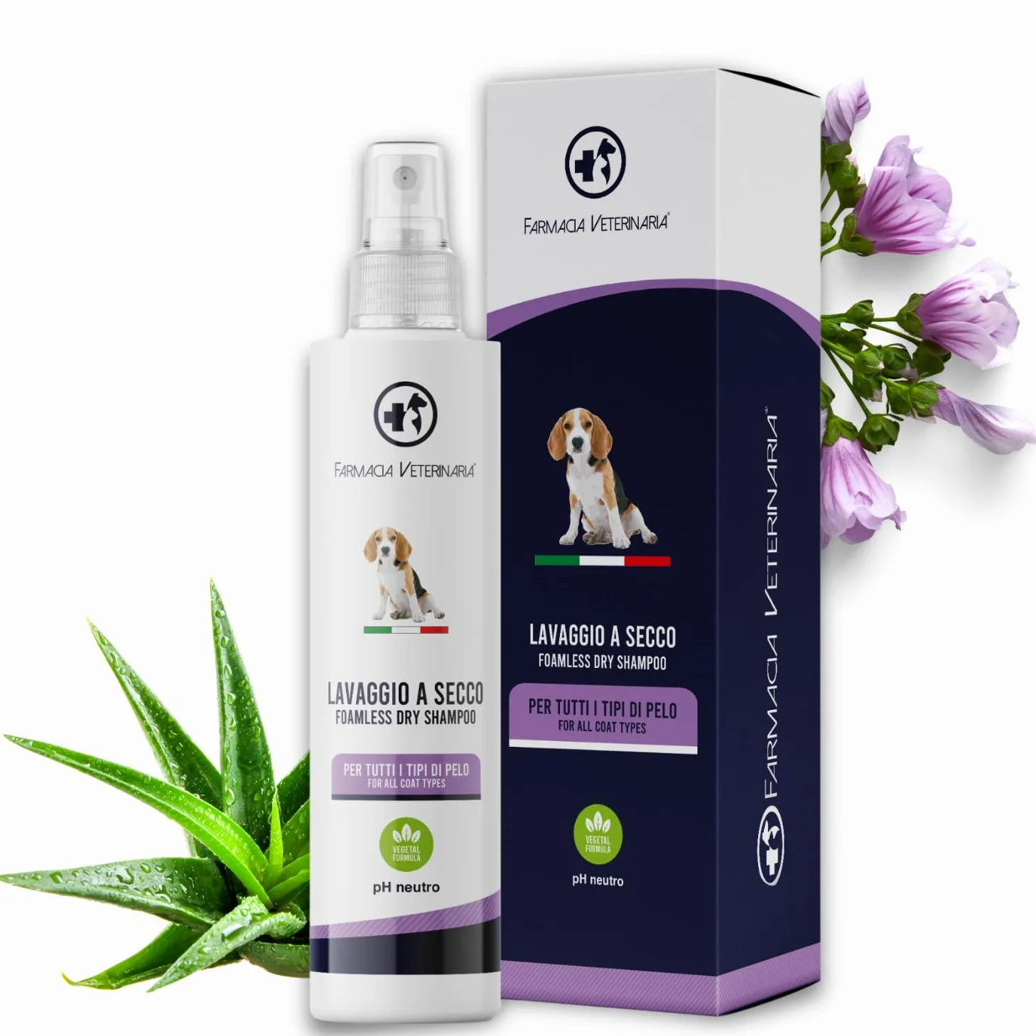 Farmacia Veterinaria Shampoo Secco per Cani - Privo di Parabeni e Coloranti - Shampoo per Cani Profumato e Senza Risciacquo - 250 ml, Prodotto in Italia