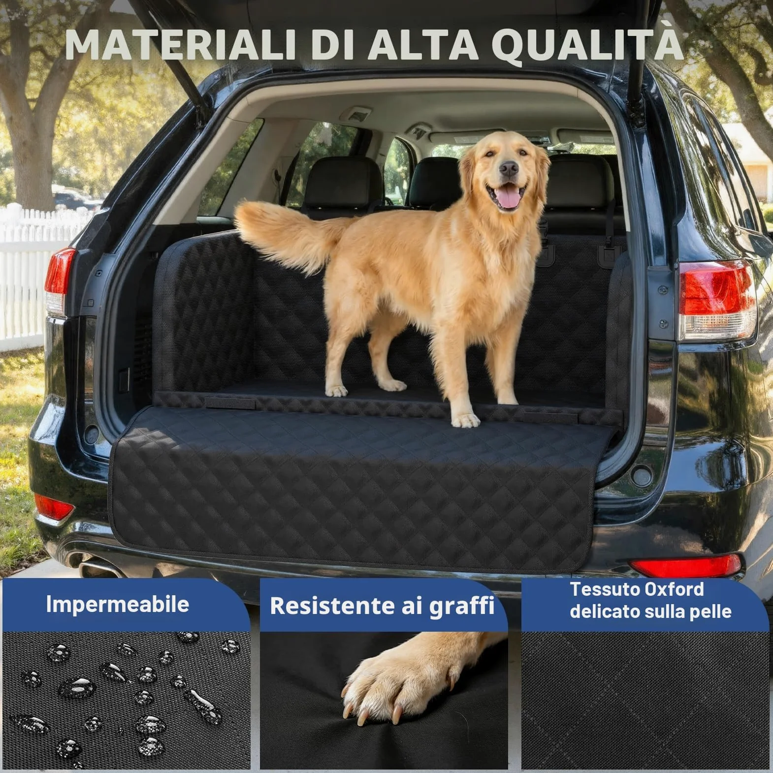 Pecute Telo Auto per Cani Protezione Bagagliaio Copertura, Protezione anticollisione in spugna, Telo Cane Auto Bagagliaio per SUV