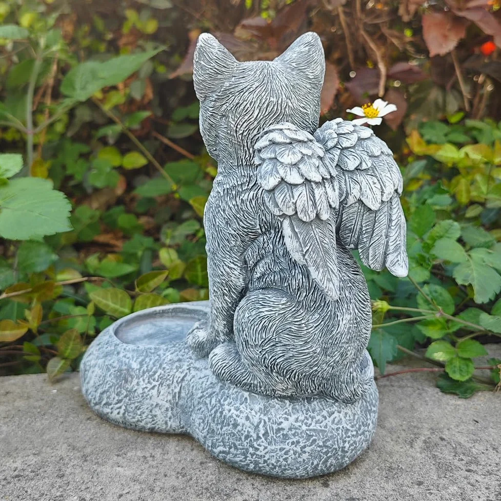 JHB Personalizzato Cat Memorial Garden Stones con portacandele, 3D Sleeping Cat lapide Tombstone Pet Grave Markers per Gatto Perdita di Gatto Simpatia Regali (Nota: Candela Non è Inclusa!!!)