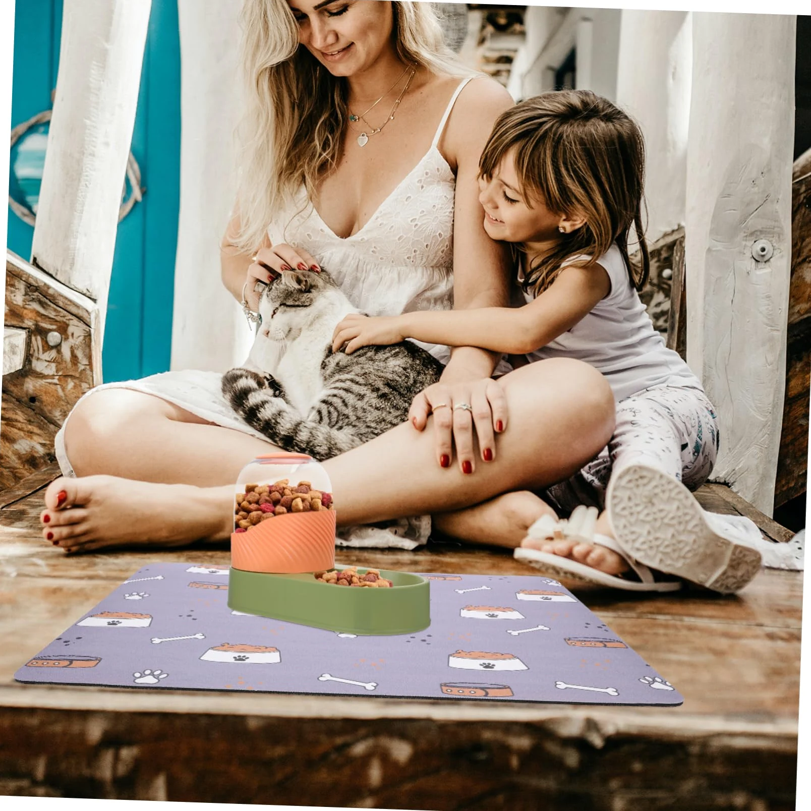 Sosoport 4pezzi Tappetino Antiscivolo Per Ciotole Di Cibo Per Animali Domestici Design Facile Da Pulire Materiale Sicuro e Leggero Per Uso Versatile Casa