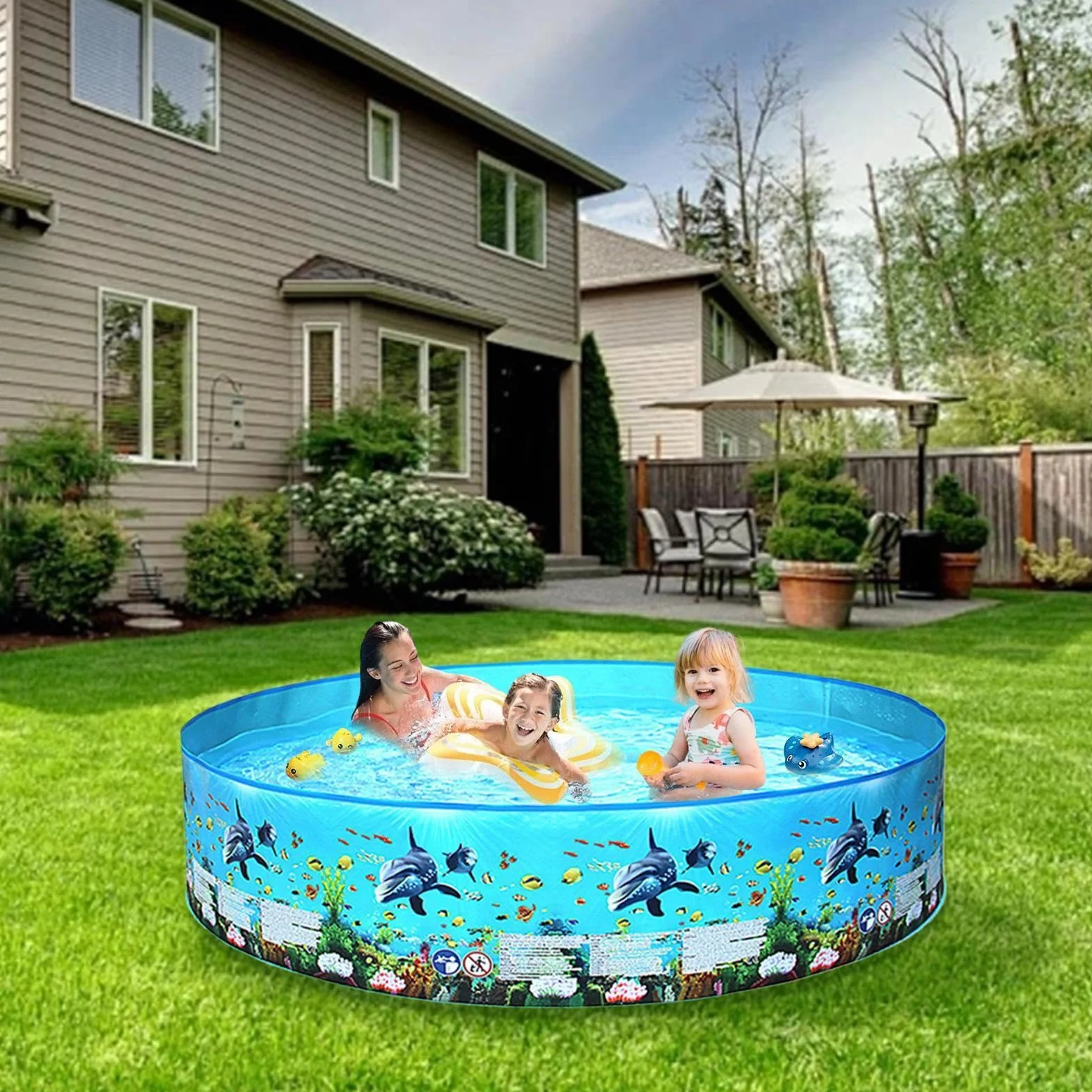 Piscina Rigida Pieghevole Vasca Non Gonfiabile Per Feste E Nuoto All'Aperto | Piscina ad Acqua Pieghevole Per Animali Domestici Bambini Adulti Famiglia Giardino Cortile Terrazza
