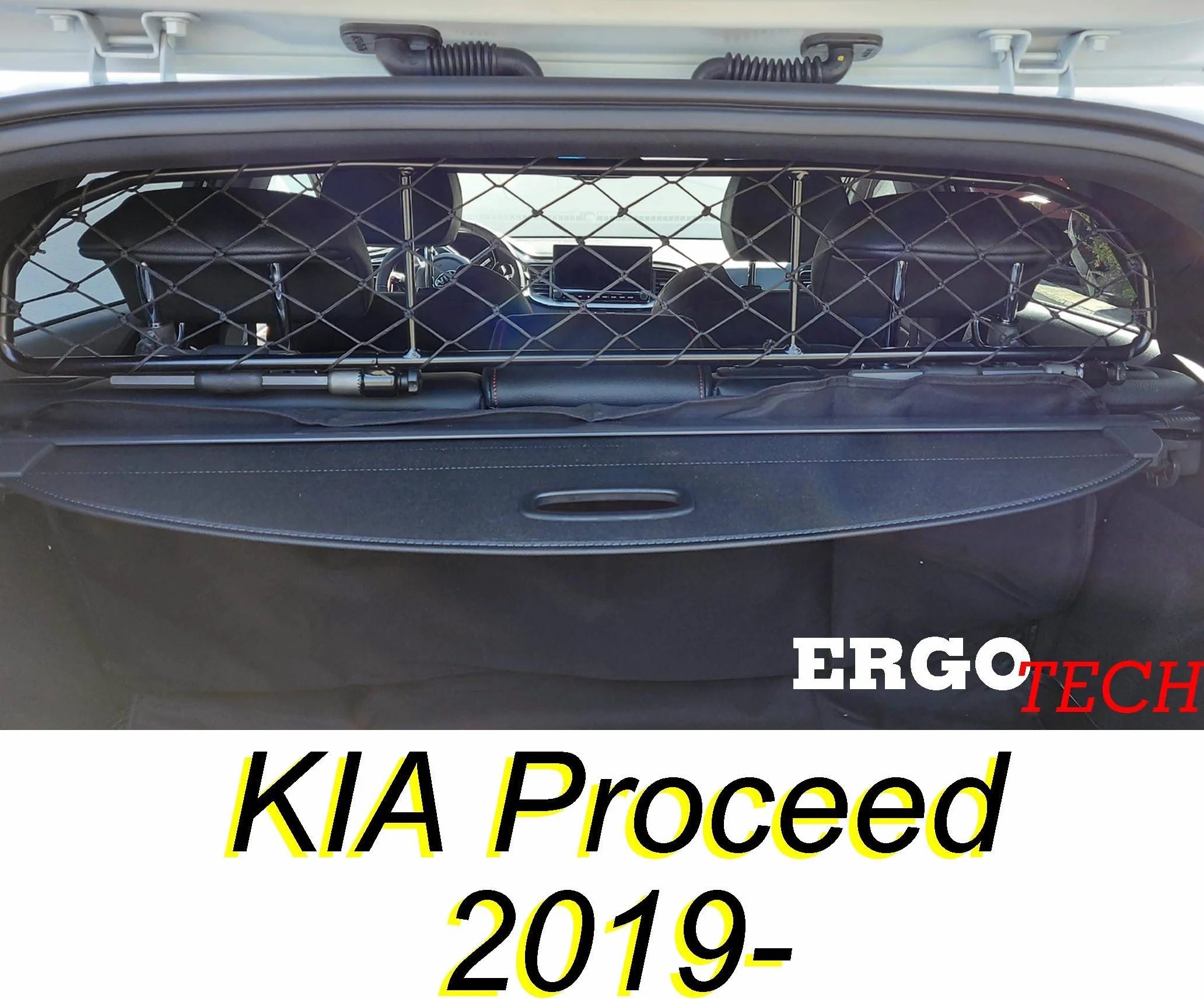 ERGOTECH Divisorio Griglia Rete Divisoria per KIA Proceed (dal 2019 in Poi) RDA65-HXXS8, per Trasporto Cani e Bagagli
