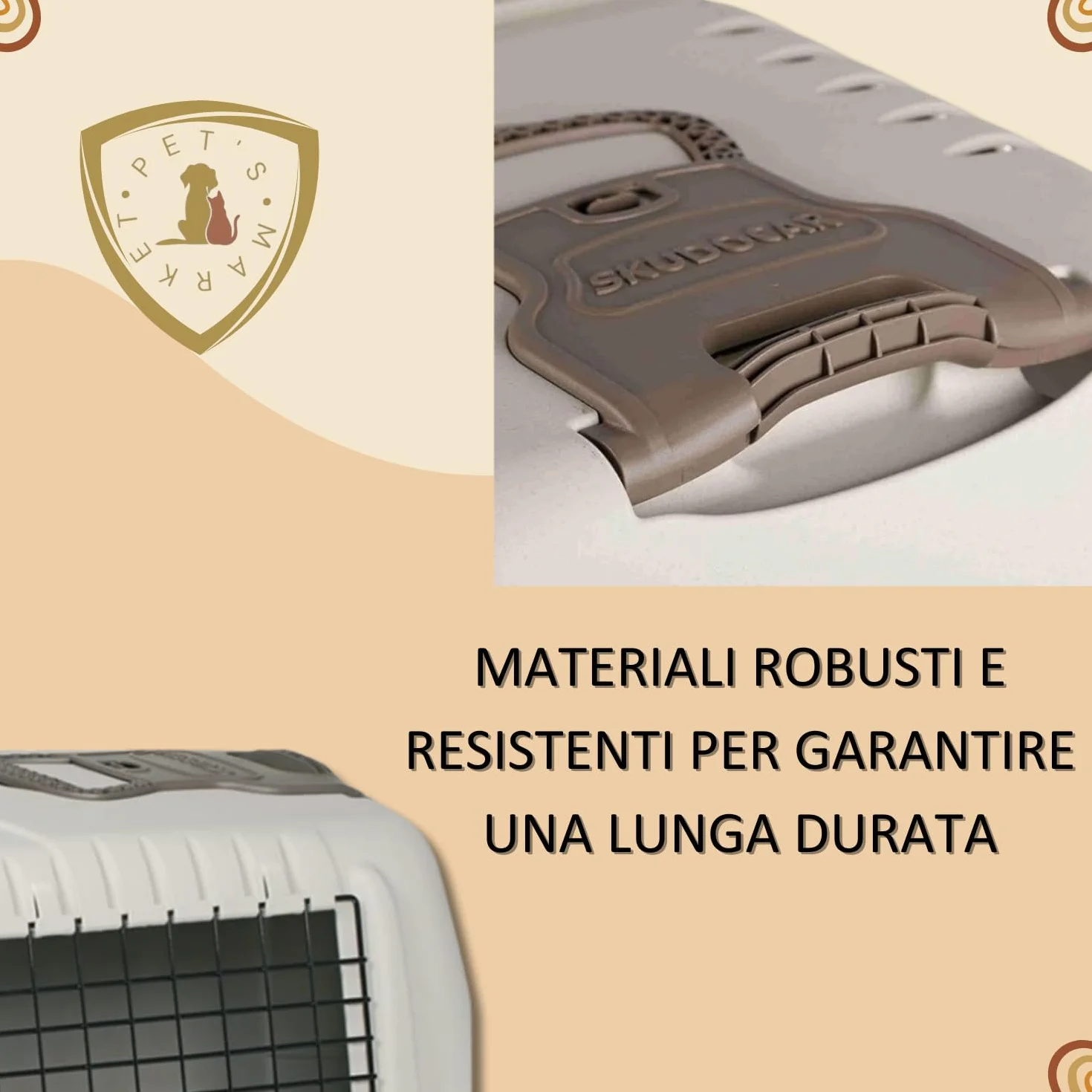 Pet’s Market Trasportino Skudo 90 Car Cane con Kit Viaggio Viti Ciotola Adesivo con 2 Rotoli Sacchetti Igienici 2 Ciotole Casuali Omaggio Auto Plastica Porta Ferro Grigio Scuro (90+KIT (89x51x60H) cm)