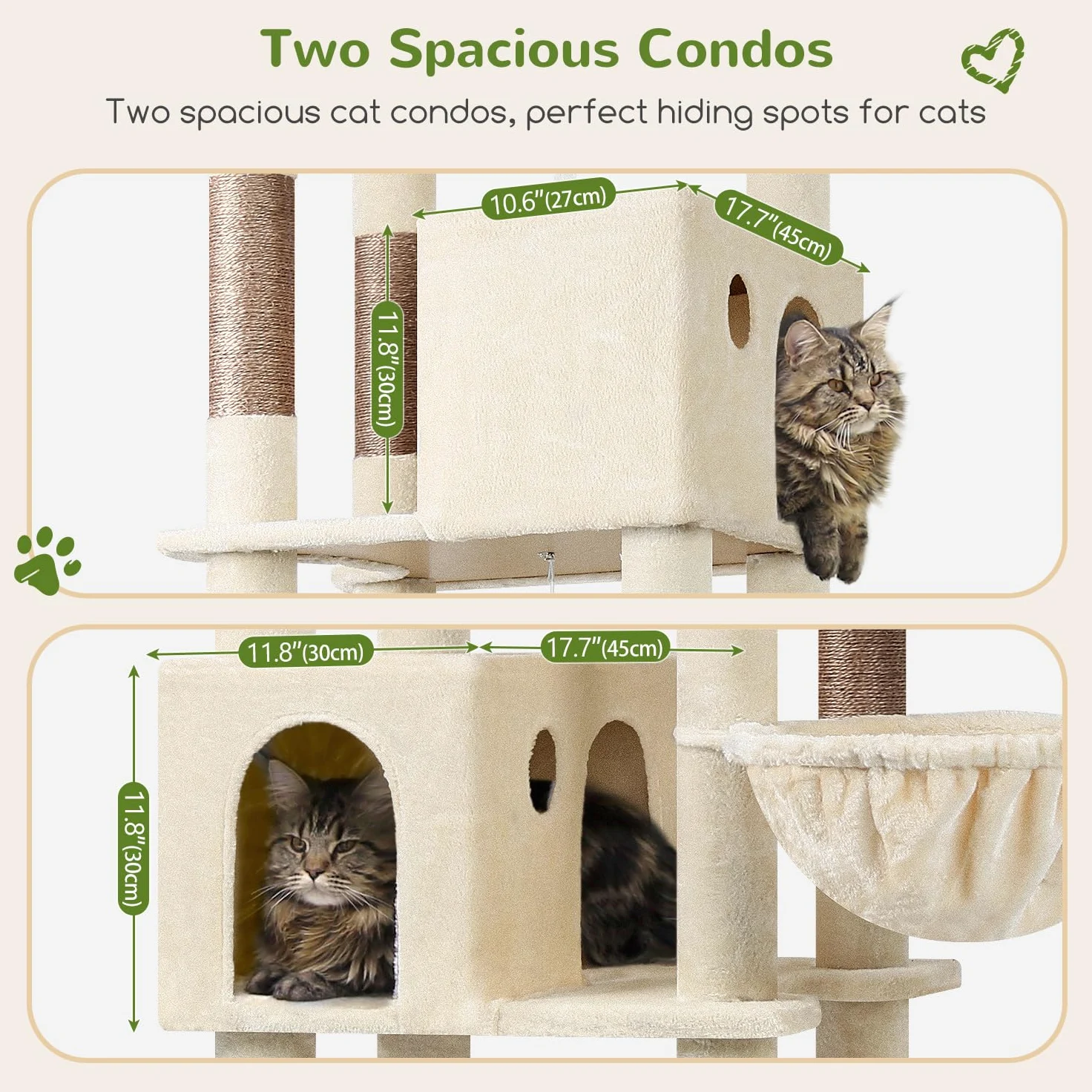 Globlazer Tiragraffi Beige XXL per Gatti Adulti Alto 213 cm con Grandi Piattaforma 55cm*45cm, 2 Grotta, Posatoi, Cesto, Albero Tiragraffi Stabile per Multipli Gatti Grandi Interno (F83, Beige)