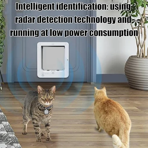 Sportello automatico per animali domestici con microchip, accesso selettivo, telecomando, sistema di chiusura, sportello elettronico intelligente per cani e gatti, impermeabile, resistente alle inte