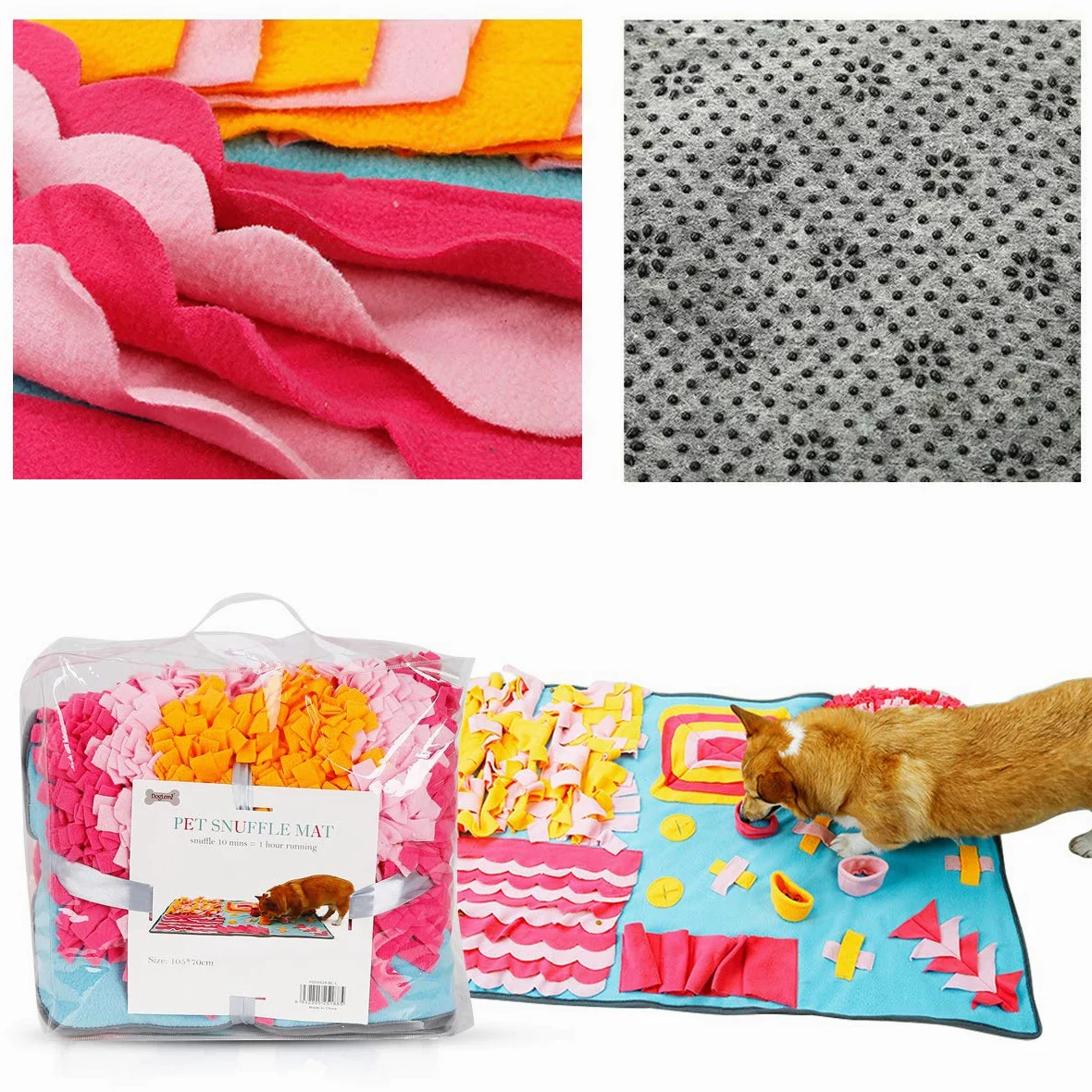 PETCUTE Tappeto Olfattivo per Cani Snuffle foraggiamento Tappeto Sniffing Fisico foraggiamento Tappeto 105x70cm