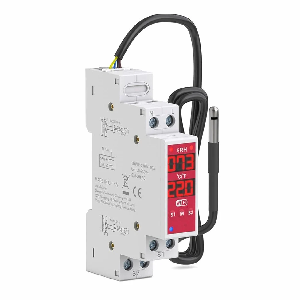 Termostato digitale per Tuya Smart Life, regolatore di temperatura e umidità con sonda, allarmi programmabili, relè a 2 canali per serra, acquario, automazione domestica