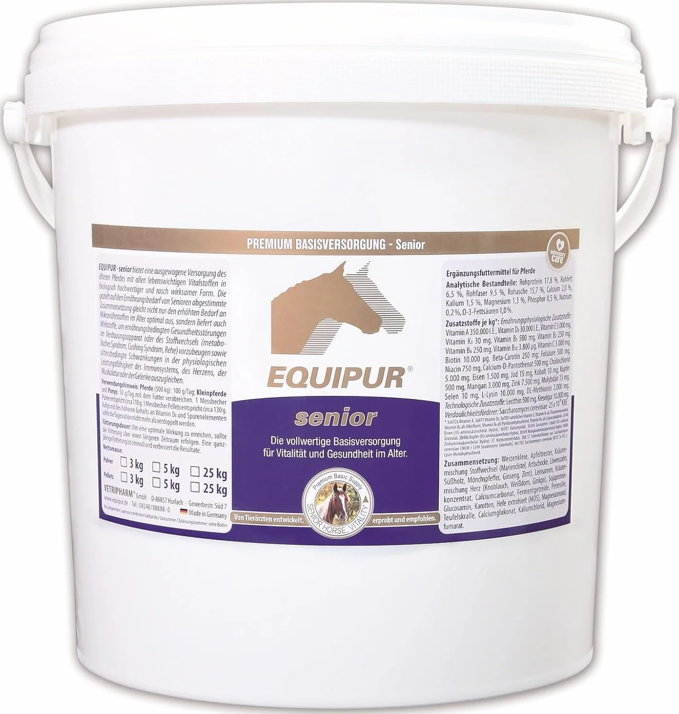 EQUIPUR Senior (polvere) 5 kg | Mangime minerale per cavalli anziani (cavalli seniori) | oligoelementi legati organicamente |