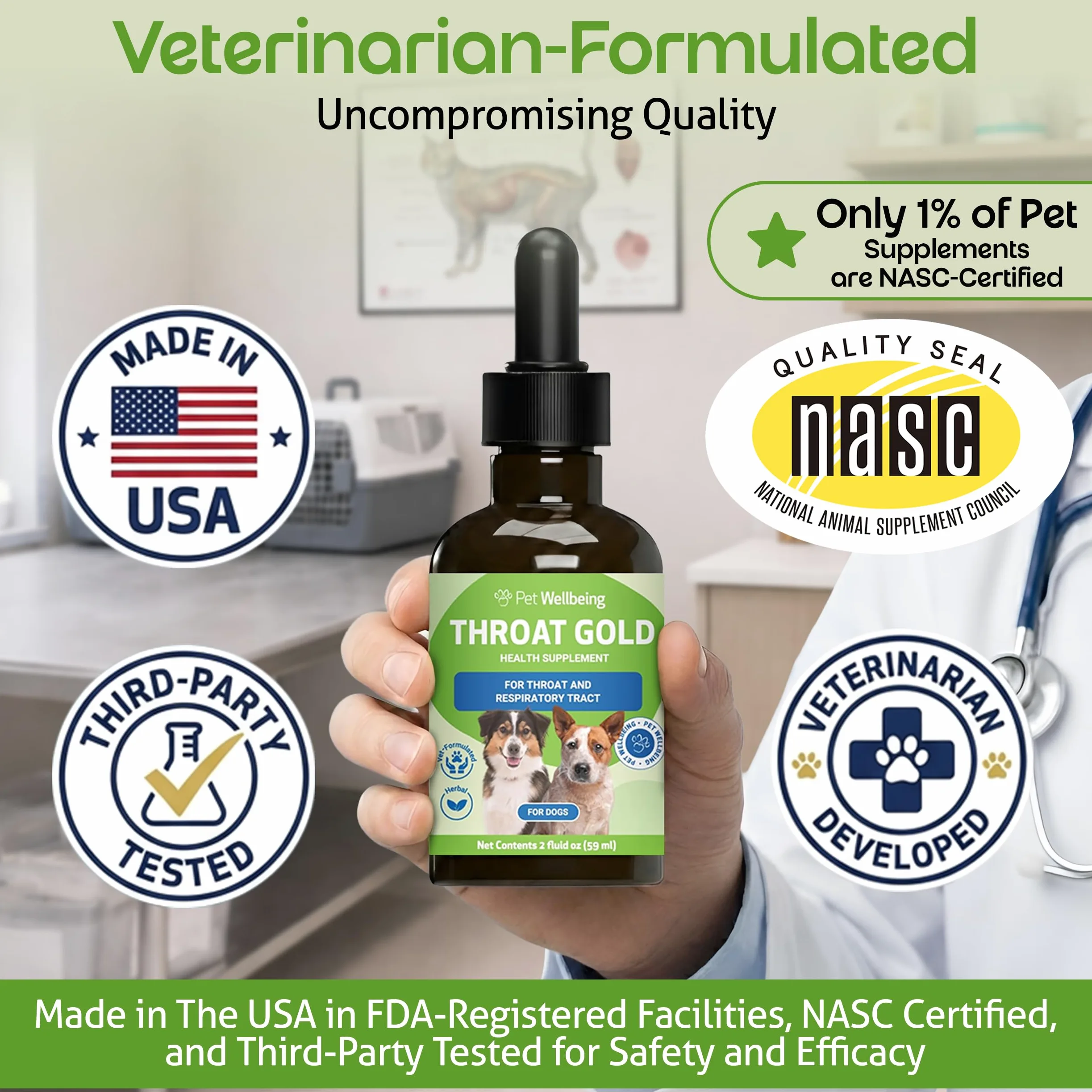 Pet Wellbeing Oro Gola per I Cani - La Tosse A Base di Erbe Naturali, La Gola E Il Supporto Respiratorio per I Cani -