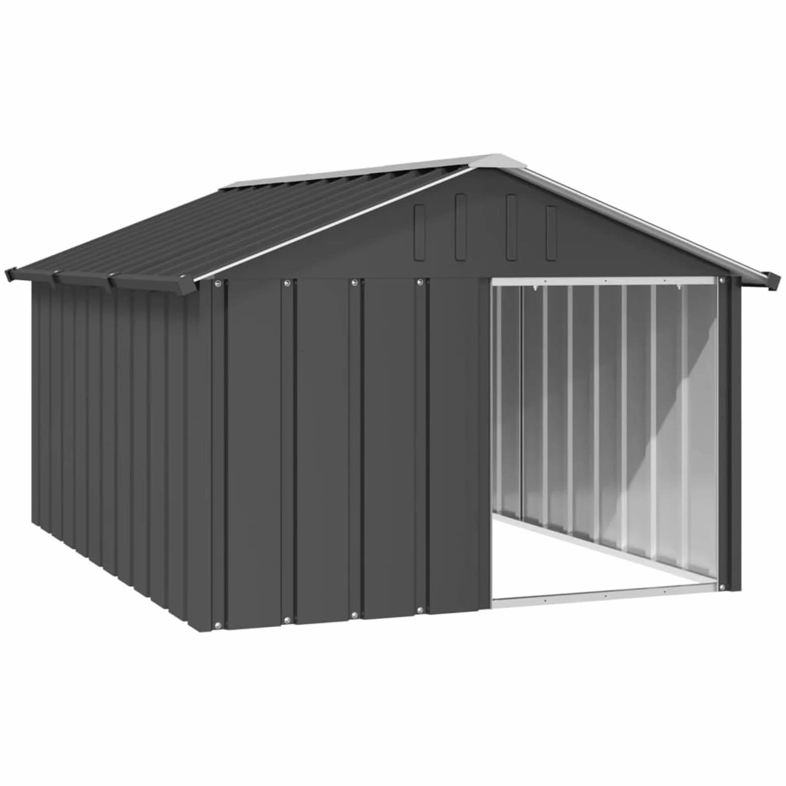 IKAYAA Recinto per Cani da Esterno Casetta per Cani Gabbia per Cani Box per Cani da Esterno Acciaio Zincato-Antracite-116.5 x 153 x 81.5 cm