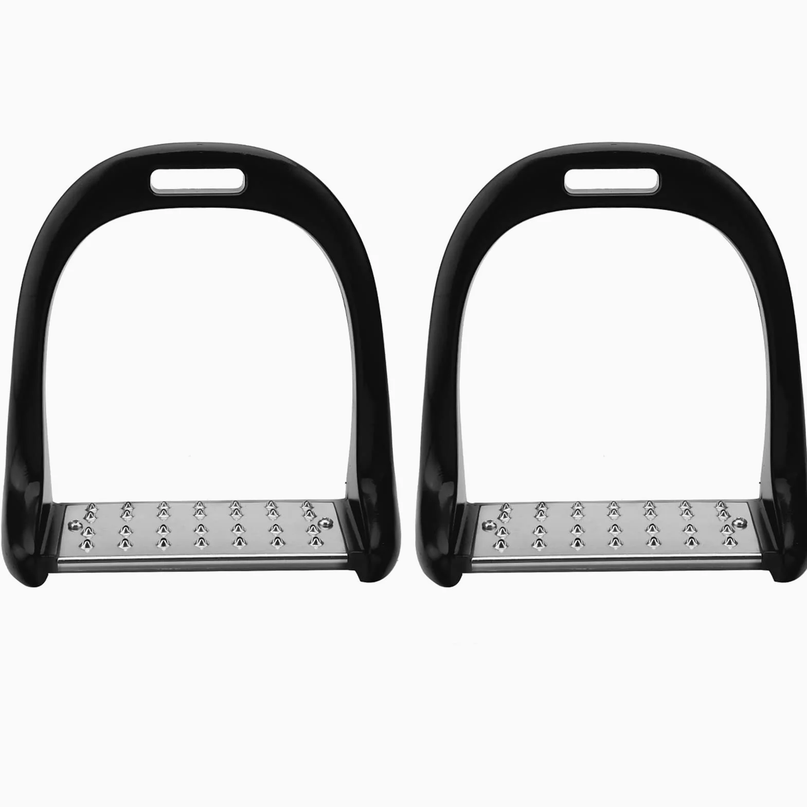 Staffa in alluminio, staffa per equitazione in acciaio inox antiscivolo, staffa per equitazione, antiscivolo, colorata, leggera con vernice (nera), sella in alluminio con verniciatura nera + staffa di