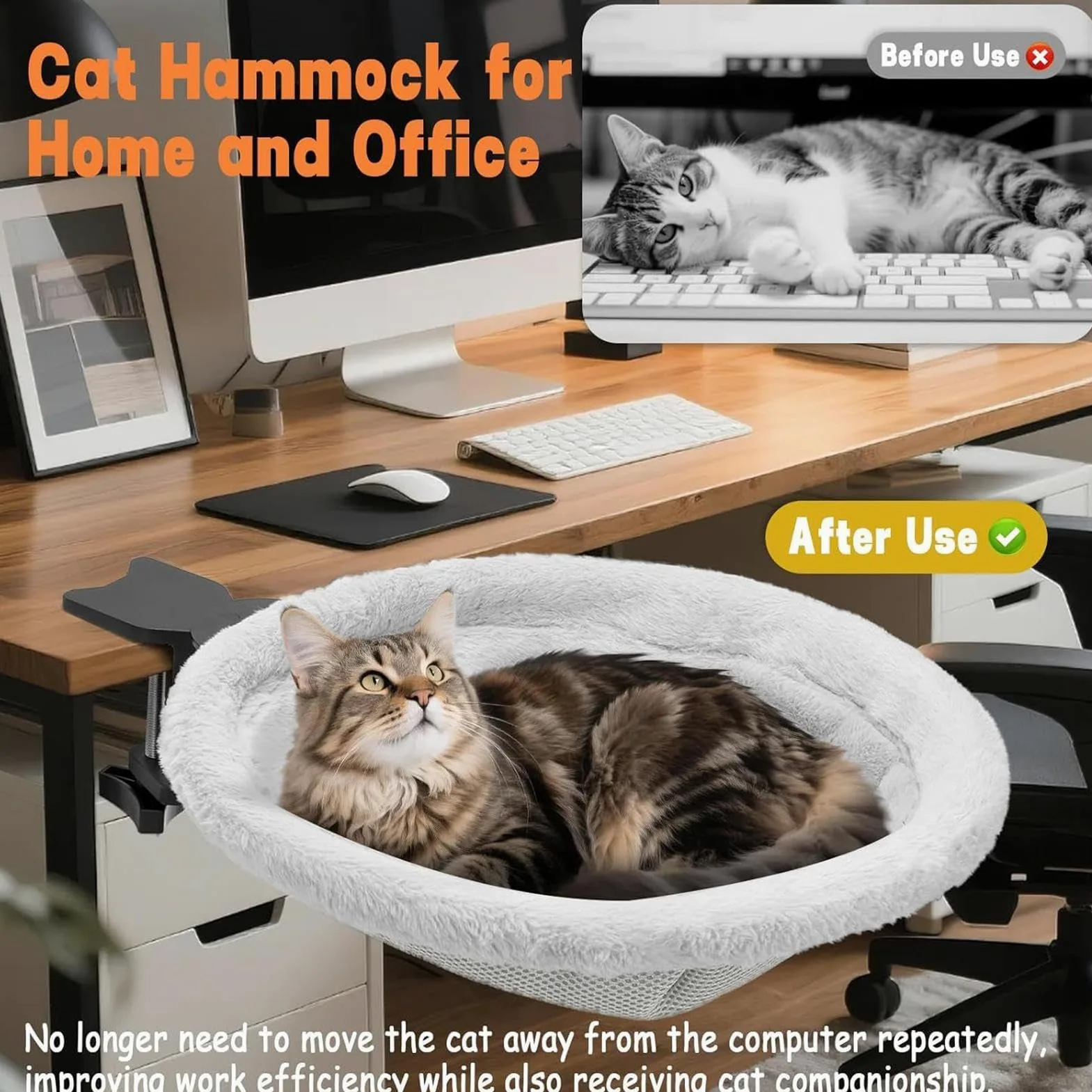 Hammock da scrivania per gatti - letto rialzato lavabile 1650G, cornice forte, contiene 50 libbre, morbido traspirante | Kitten Lounge per rilassamento per interni su banco da banco di lavoro