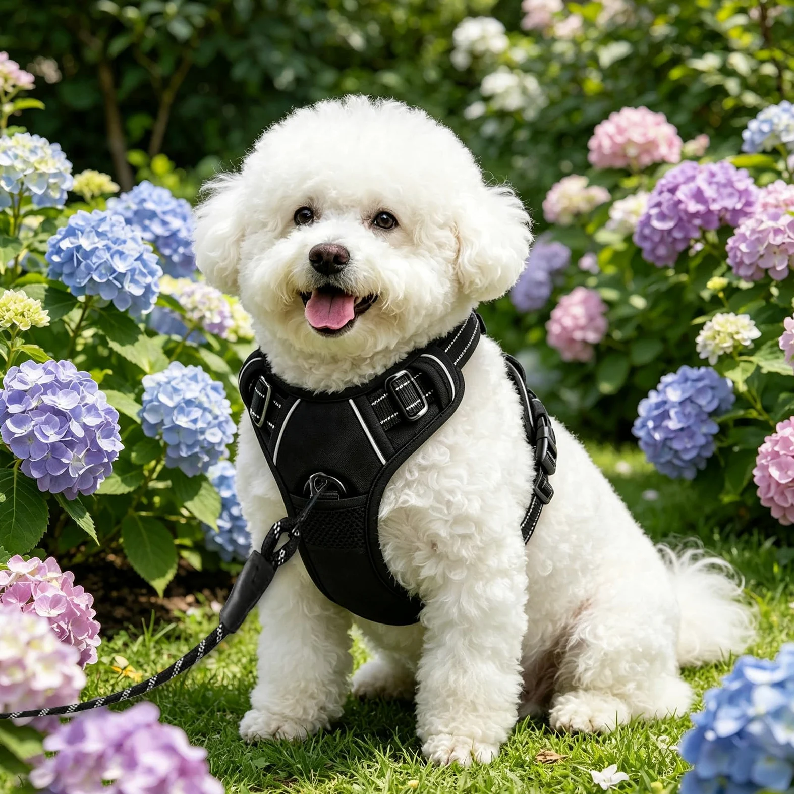 Pettorina regolabile riflettente No Pull pettorina per cani (S) | Traspirante imbottito, 4 taglie S-XL, cinghie regolabili, sicurezza al buio, per passeggiate e allenamento, nero