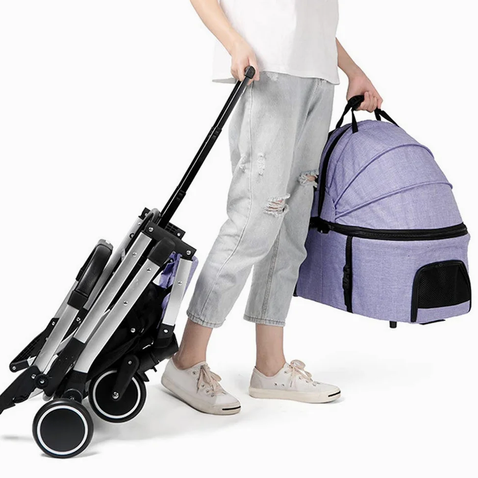 Cinque Passeggino, 4-Wheel Cat Passeggino, Jogger Cinque Passeggino, Gatto Cane Cage Passeggino, Pieghevole Cane Passeggino con Staccabile Vettore E Bagagli Carrello di Piccole E Medie Pet