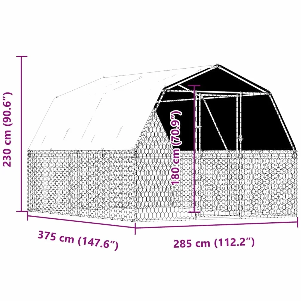 IKAYAA Recinto per Cani da Esterno Box per Cani con Tetto e Anta Kennel per Cani da Esterno Gabbia Cani in Acciaio Zincato-375 x 285 x 230 cm