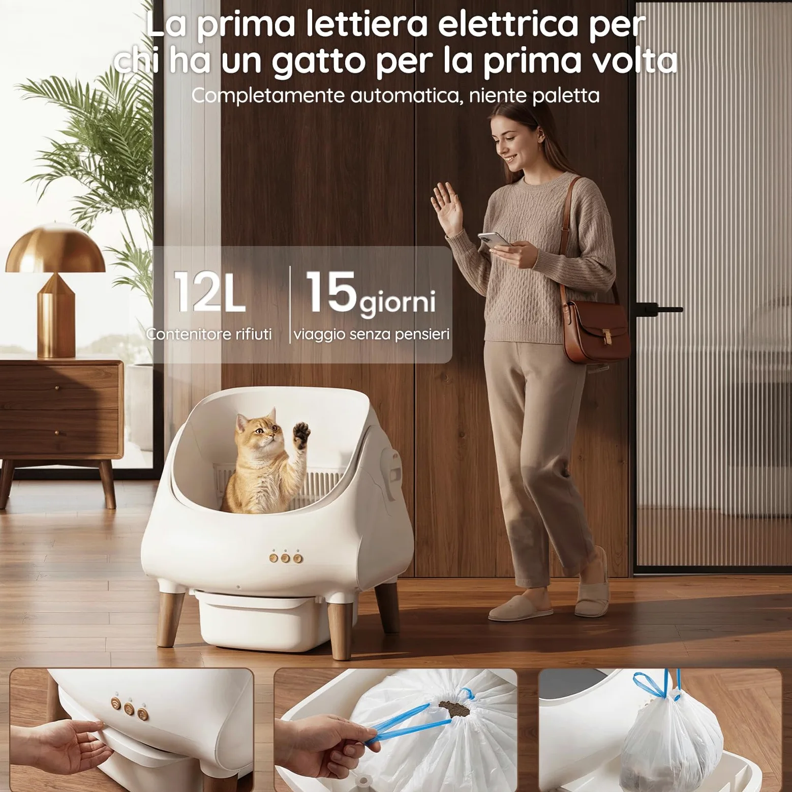 Devoko Lettiera Gatto Autopulente, Controllo tramite APP, Aperta Lettiera Automatica Gatto, XXL, per Gatti fino a 15 kg, Autopulizia per 15 Giorni, Adatta per Famiglie con Più Gatti