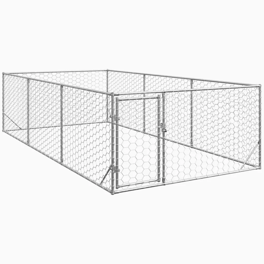 vidaXL Cuccia per Cani da Esterno con Porta 2x4x1 m in Acciaio zincato