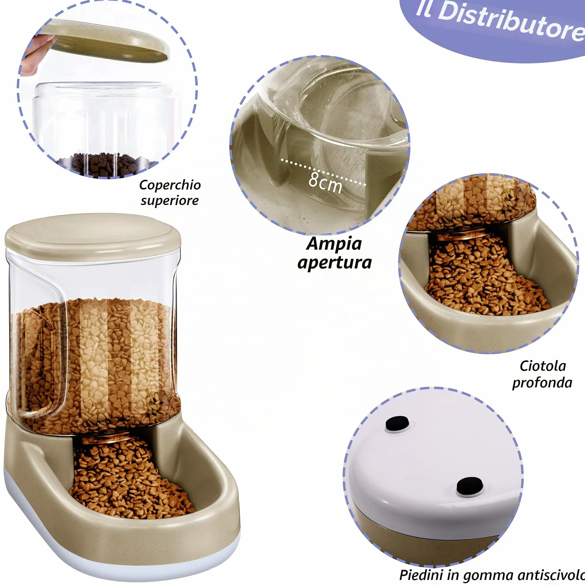 Lucky-M Set automatico di alimentazione e abbeveratoio per animali domestici, alimentatore e erogatore di acqua per cani e gatti, 3,8 l